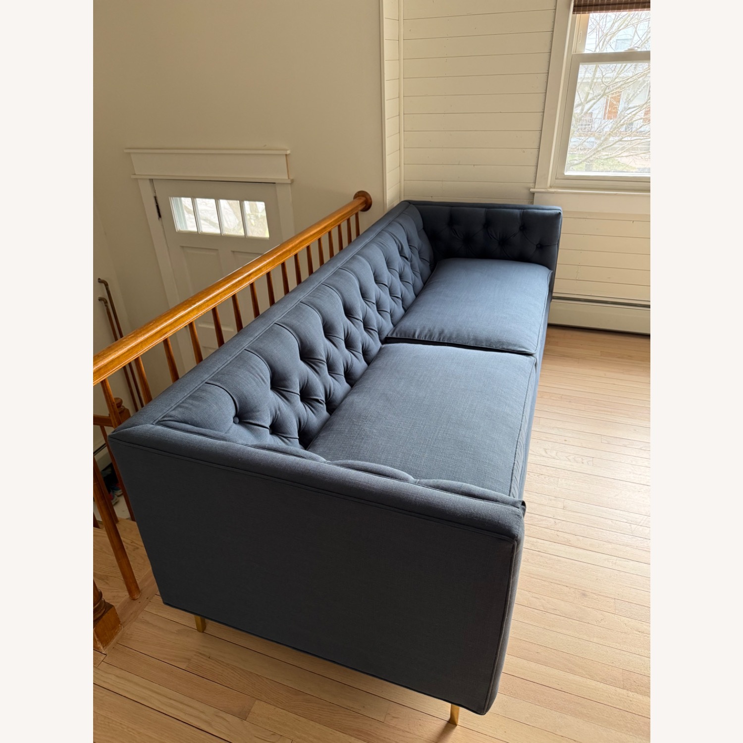 Anthropologie Mina Blue Fabric 3+ Seater Sofa - image-2