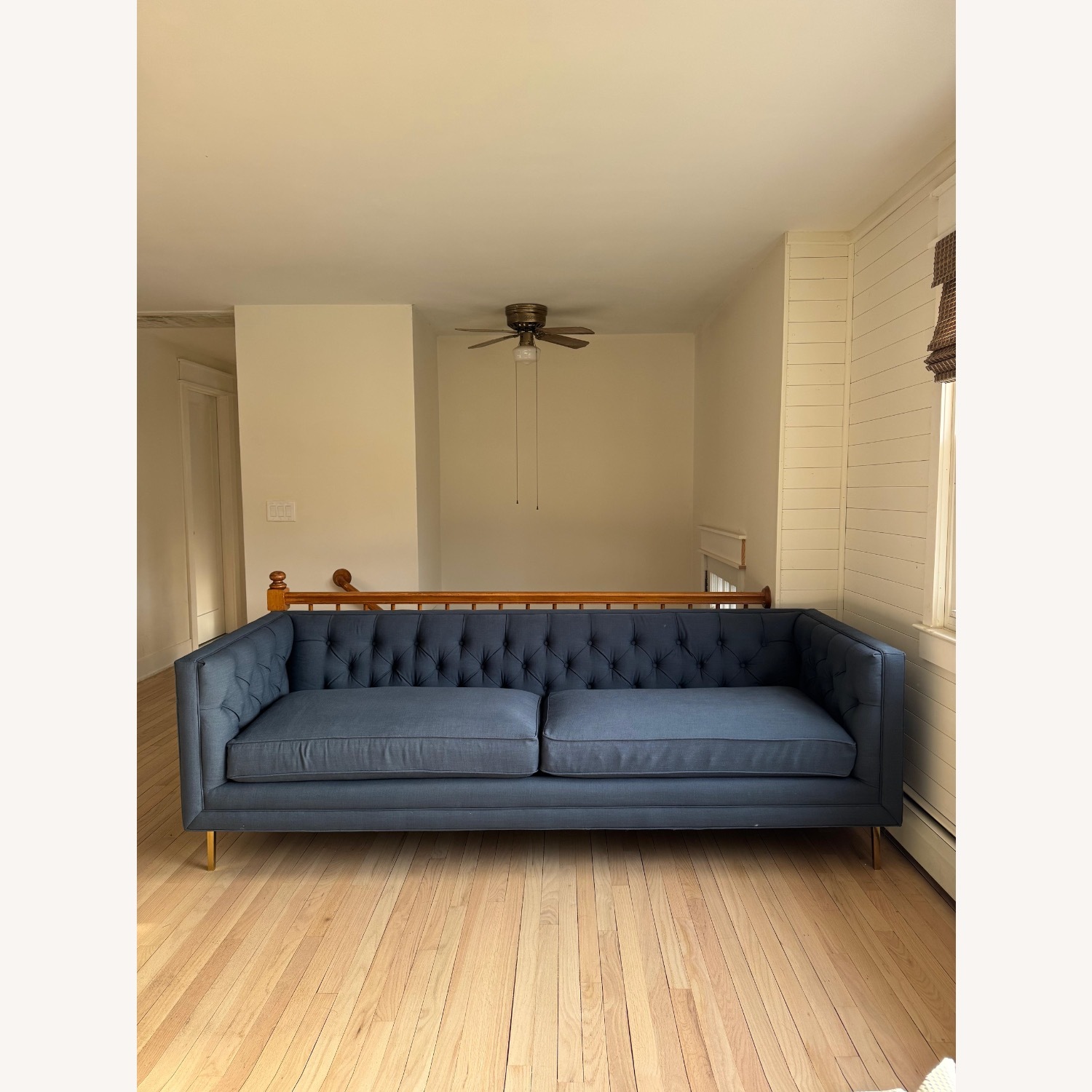 Anthropologie Mina Blue Fabric 3+ Seater Sofa - image-5