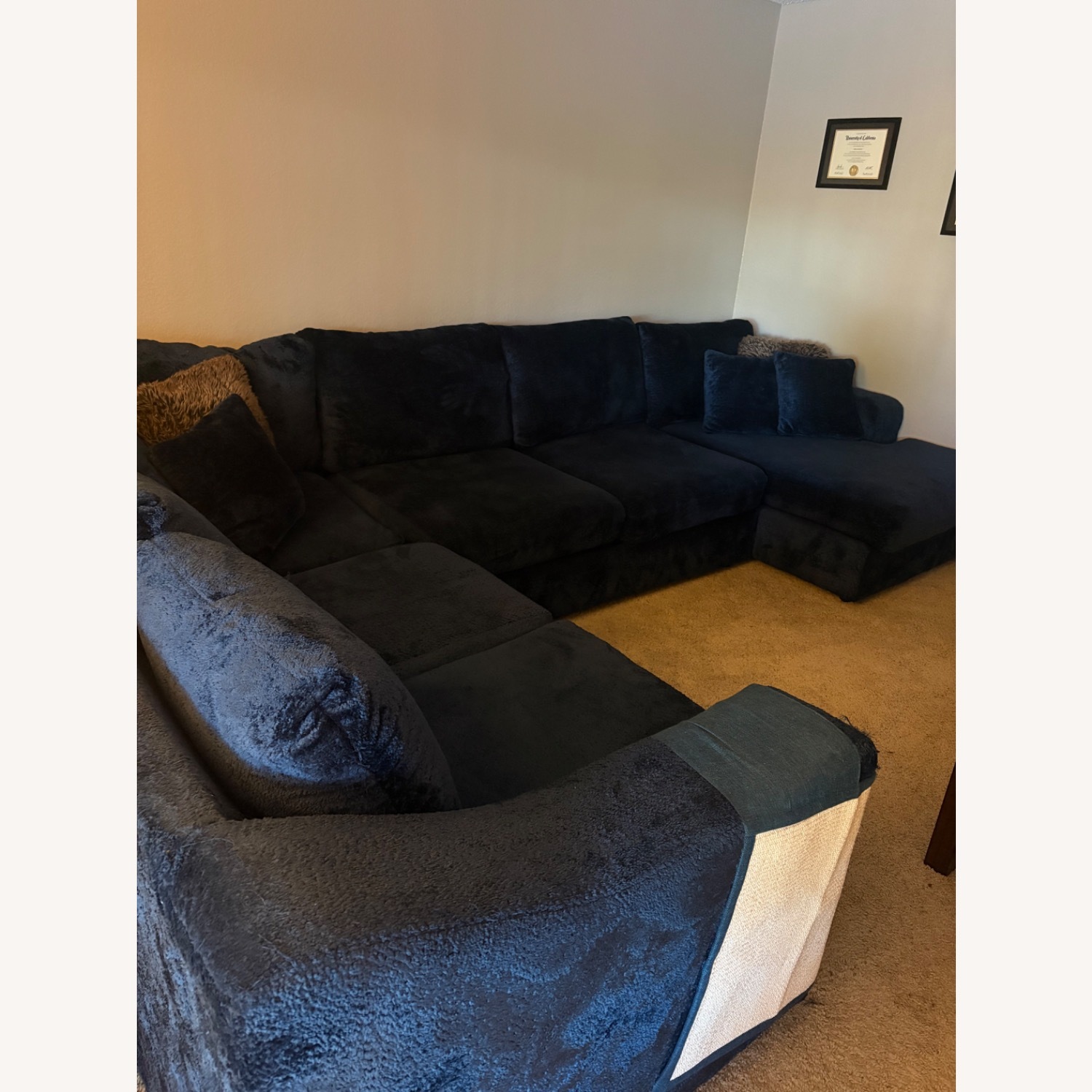 Blue Fabric 3+ Piece Sectional - image-2