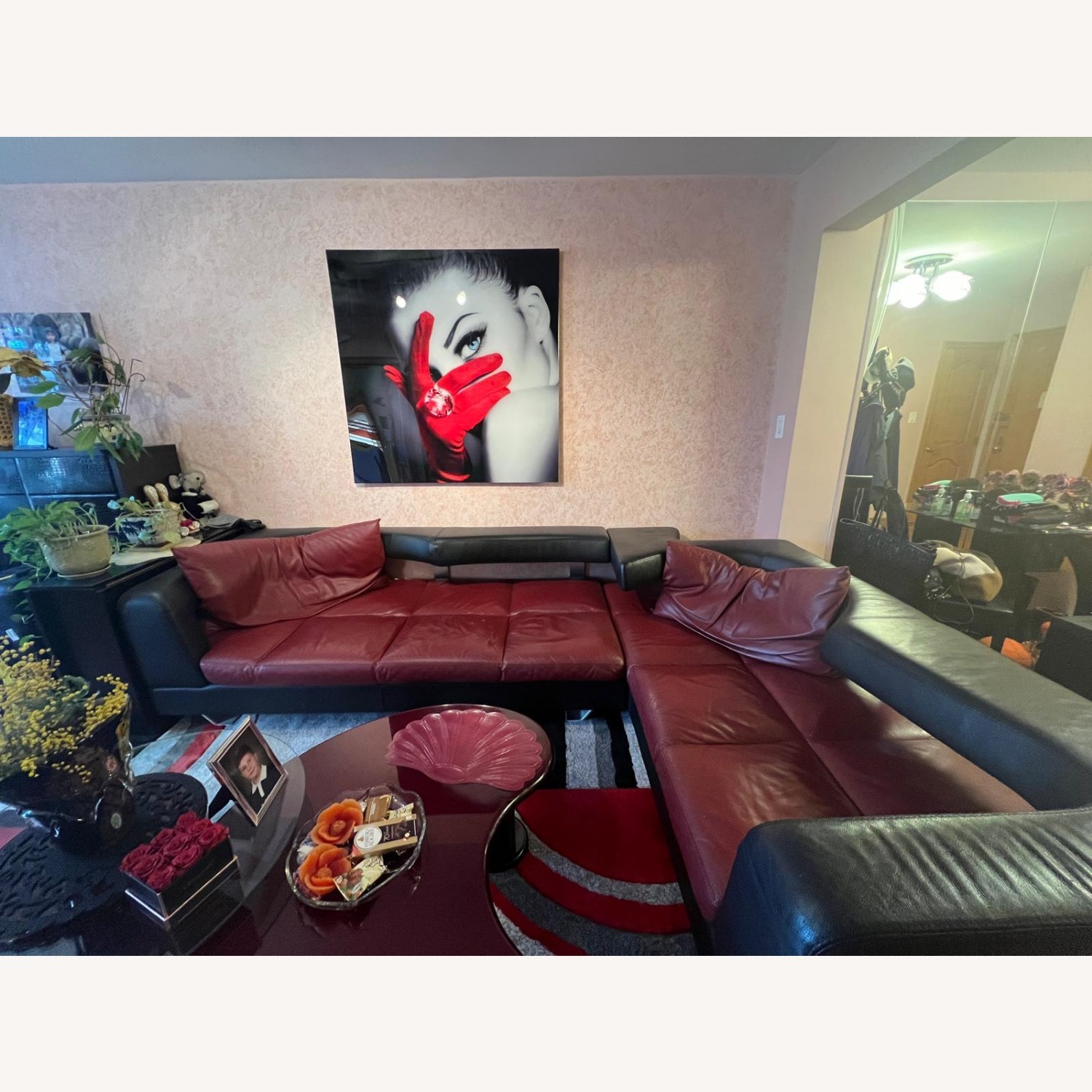 Formenti S.R.L. Red Leather 2 Piece Sectional - image-3