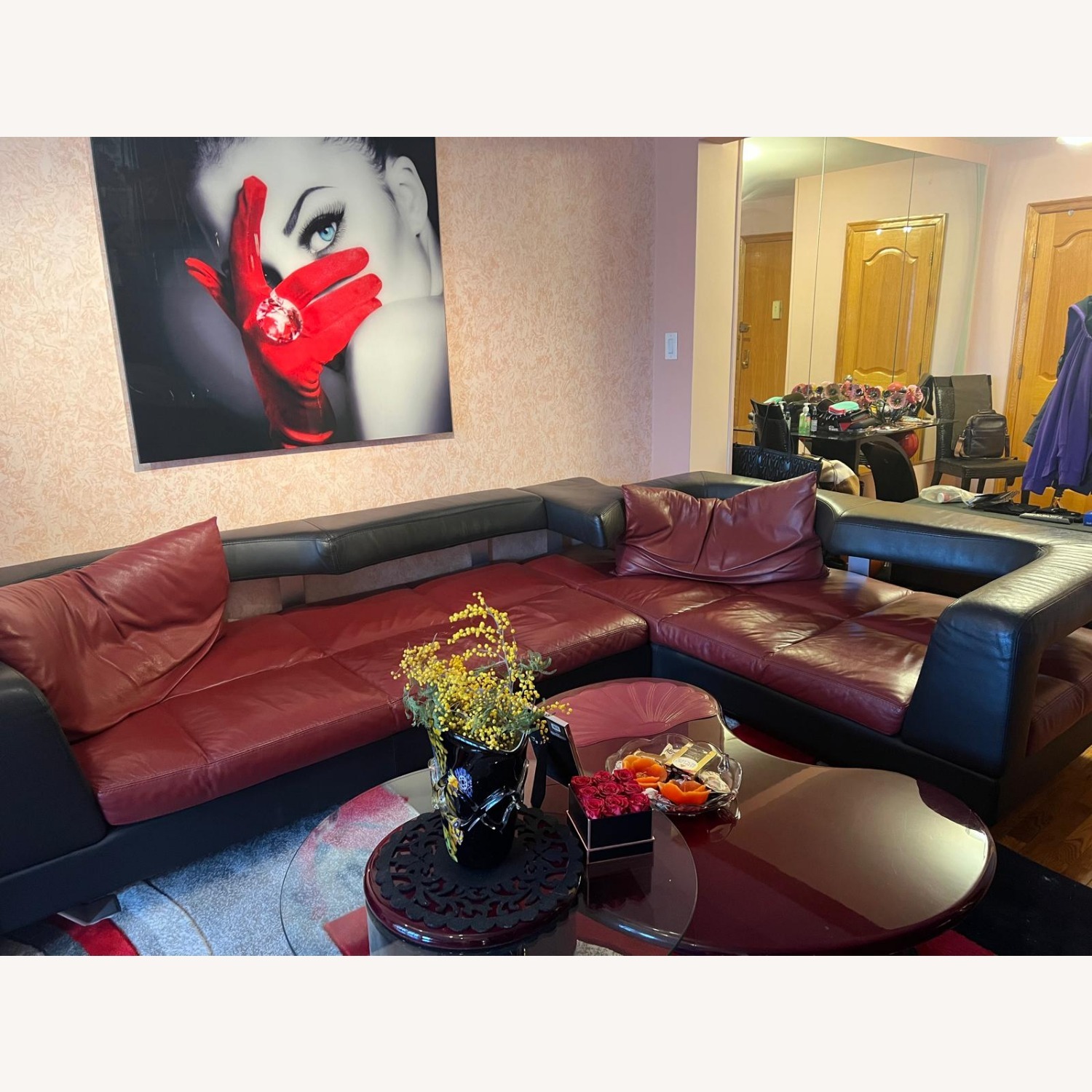 Formenti S.R.L. Red Leather 2 Piece Sectional - image-1