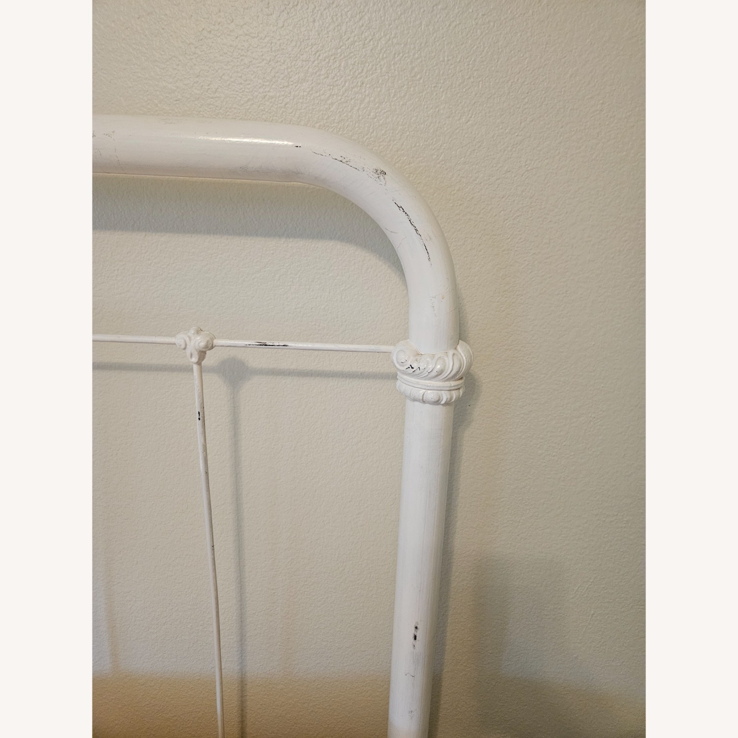 Vintage/Antique White Iron Full Bed Frame - image-3
