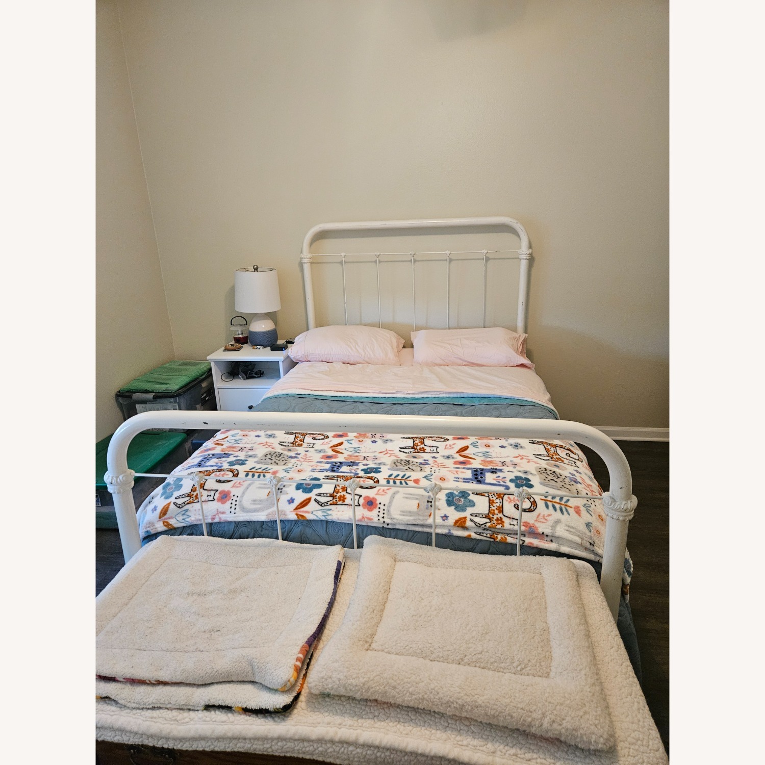 Vintage/Antique White Iron Full Bed Frame - image-1