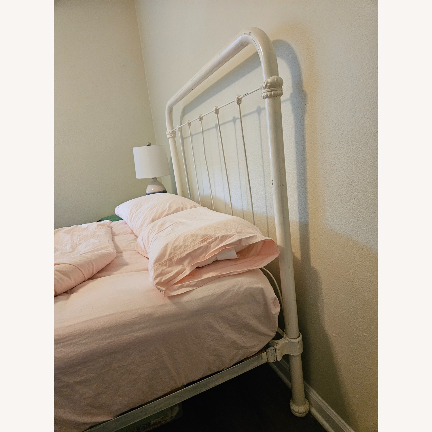 Vintage/Antique White Iron Full Bed Frame - image-2