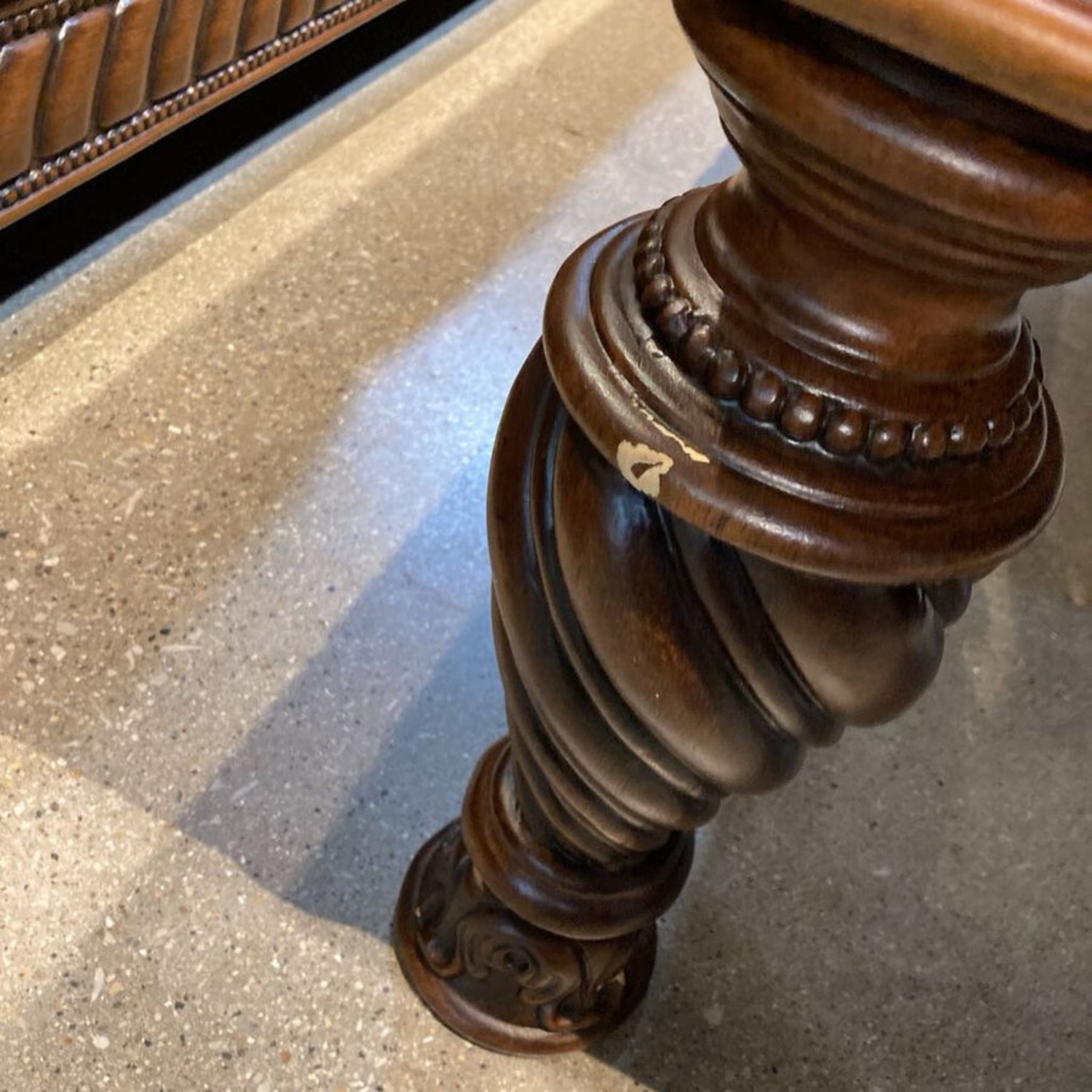 Ornate Wood w Stone Inlay Inserts Coffee Table - image-10