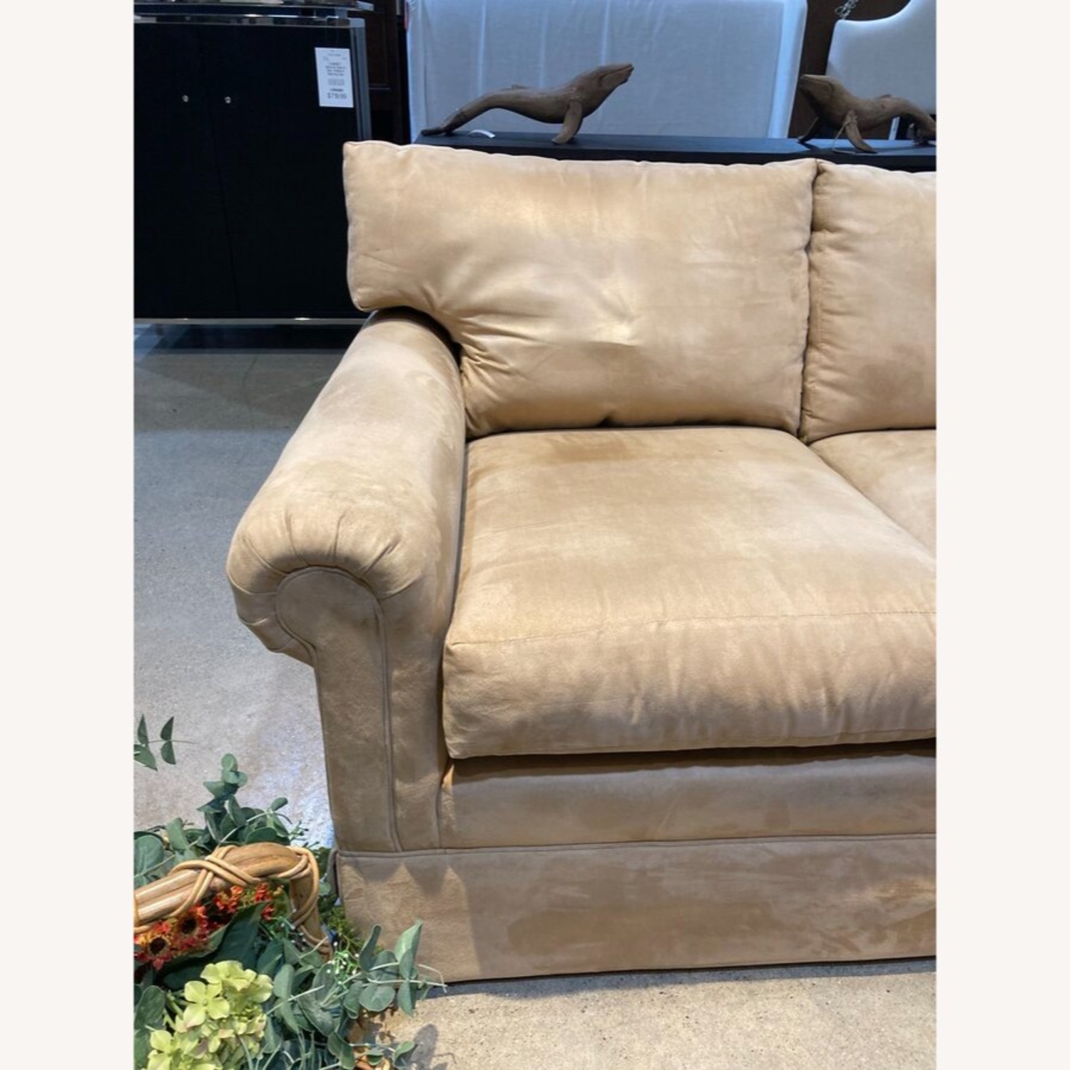 Microfiber Two Seat Roll-Arm Loveseat - image-5