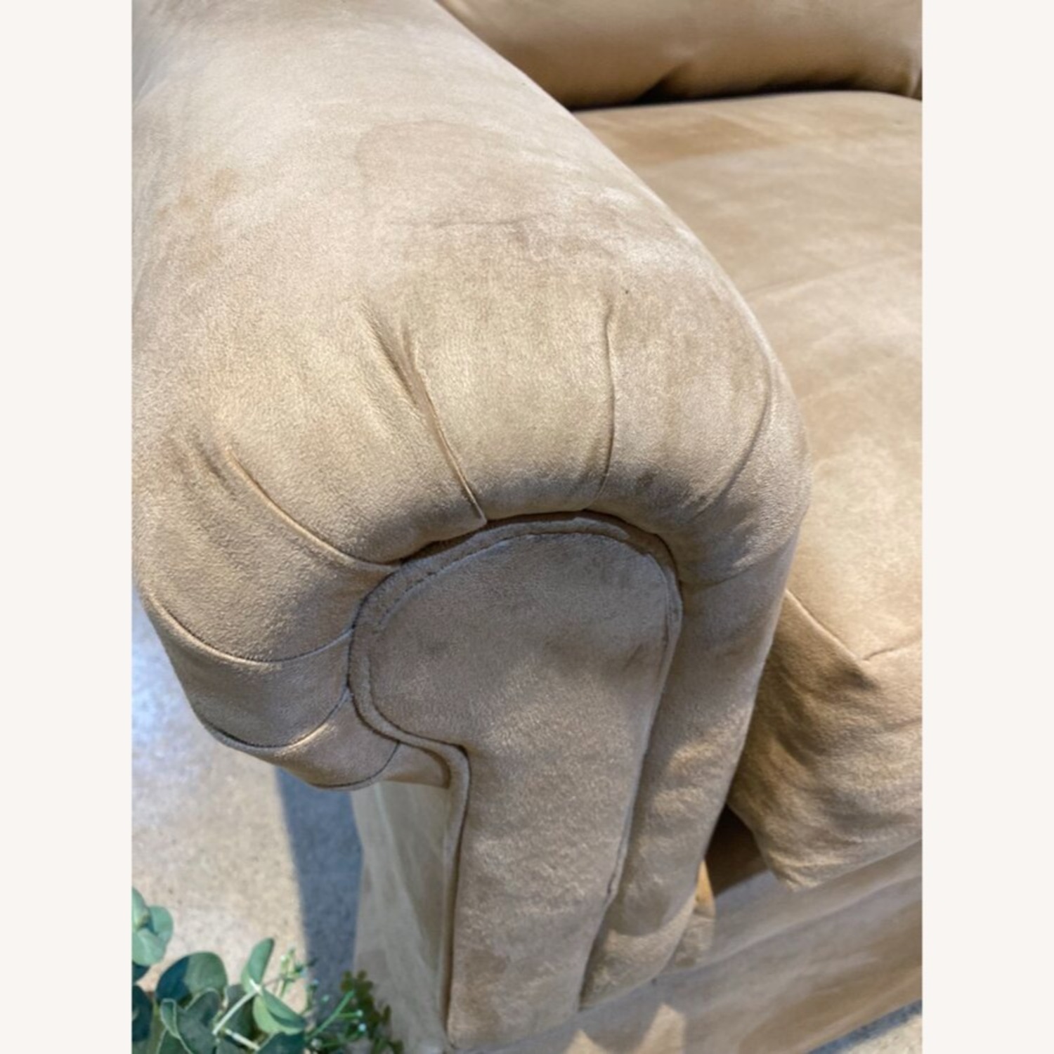 Microfiber Two Seat Roll-Arm Loveseat - image-9