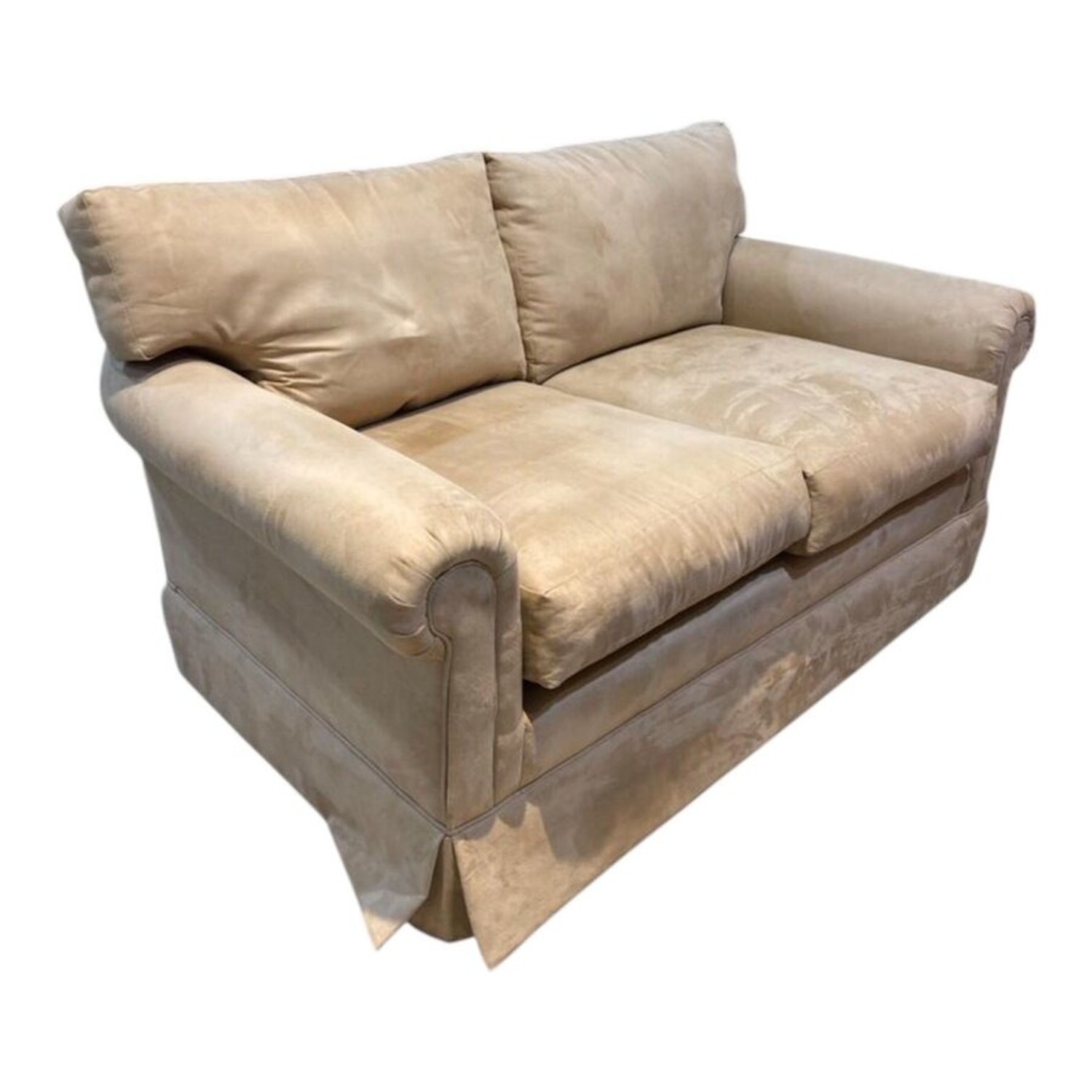 Microfiber Two Seat Roll-Arm Loveseat - image-1