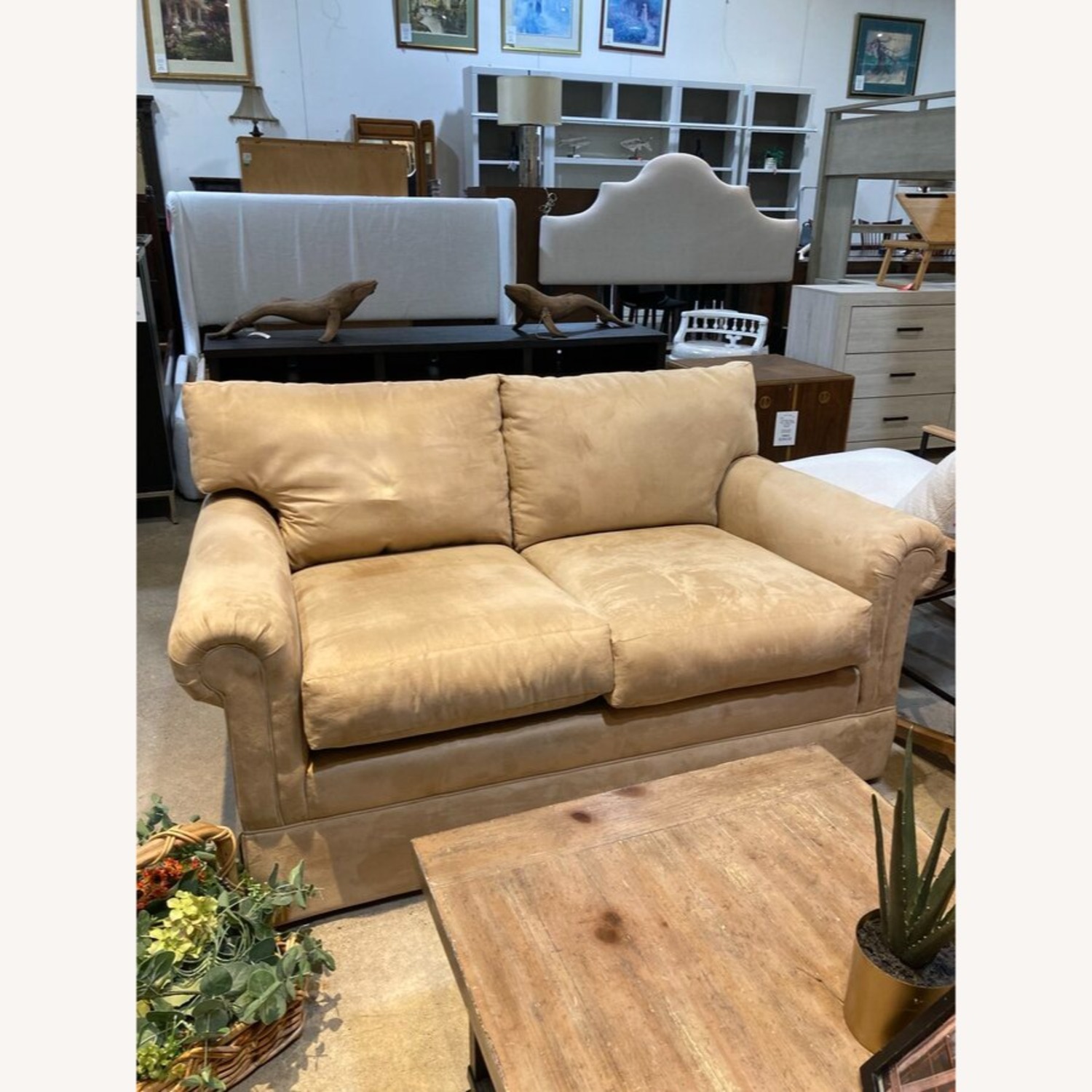 Microfiber Two Seat Roll-Arm Loveseat - image-2