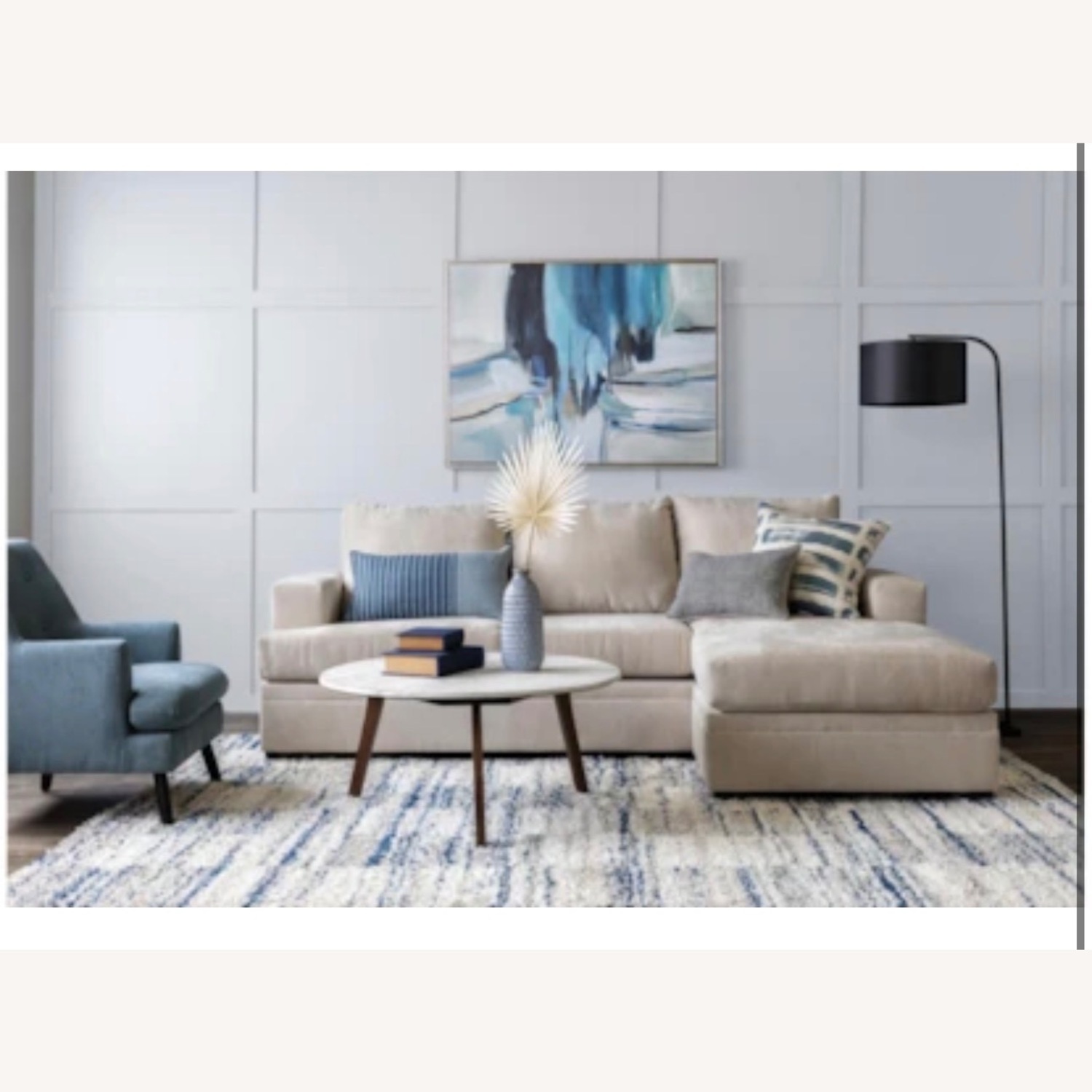 Living Spaces Bonaterra Sand Beige Fabric 97" Sofa with Reversible Chaise - image-4