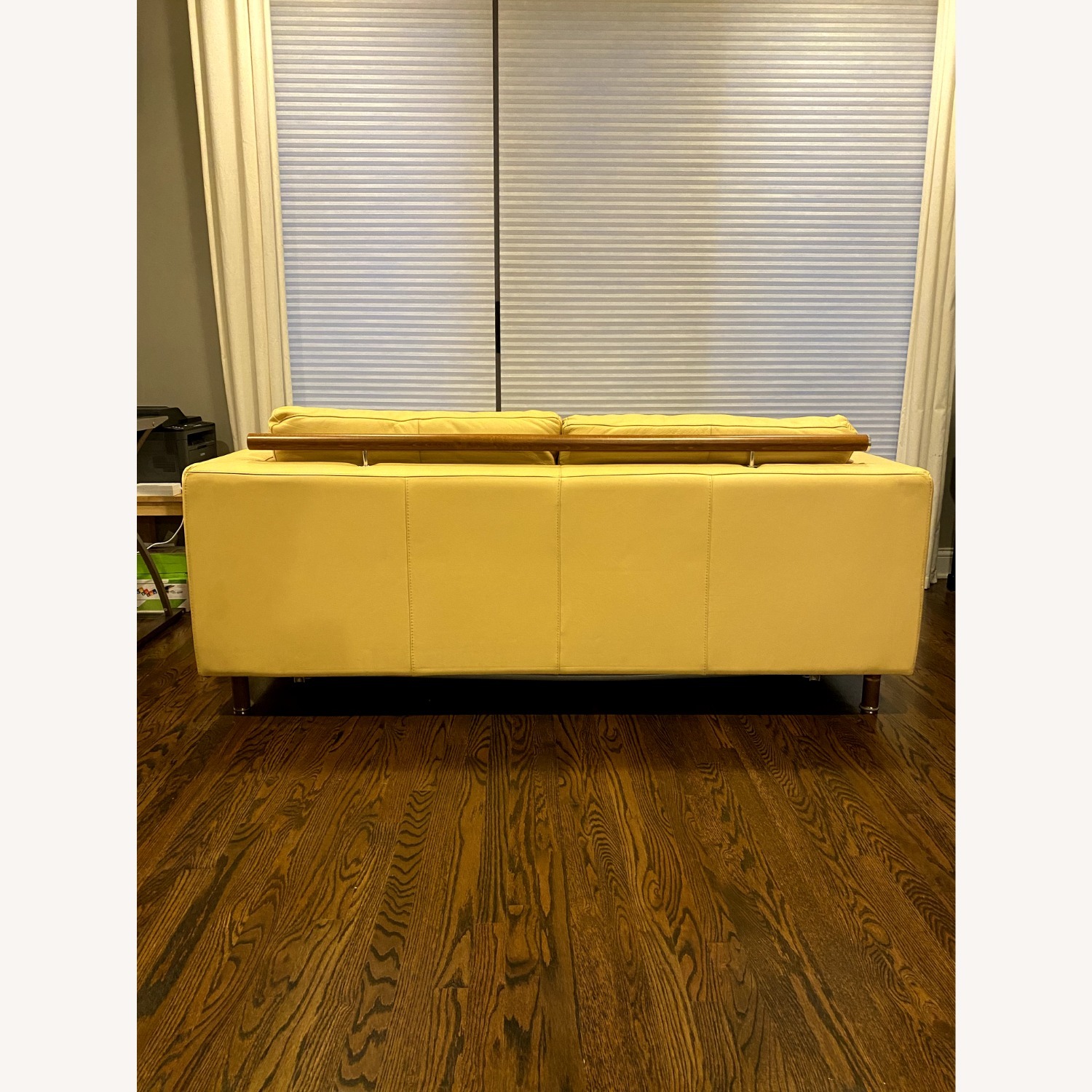 Natuzzi Yellow Leather Sleeper Sofa - image-3