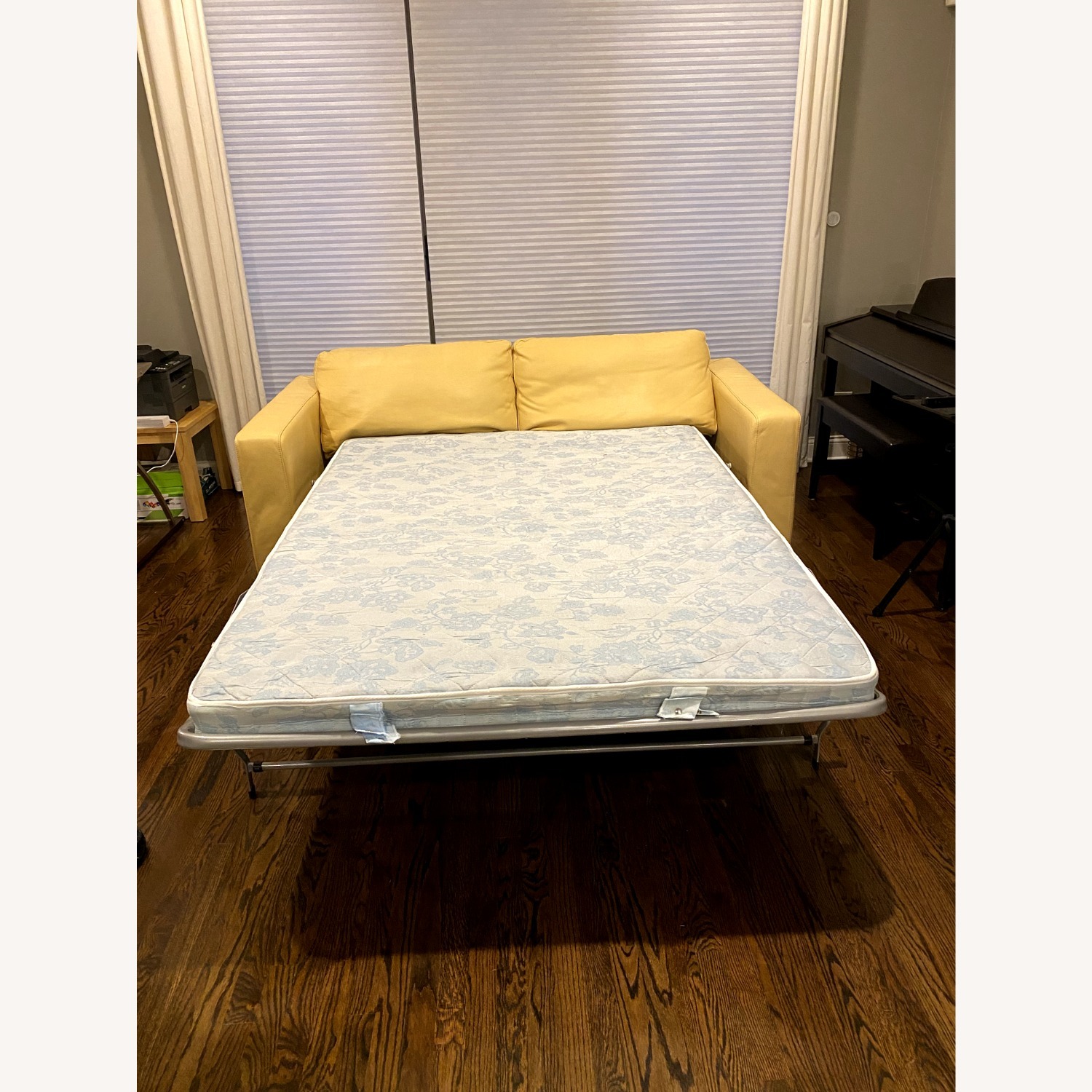 Natuzzi Yellow Leather Sleeper Sofa - image-5