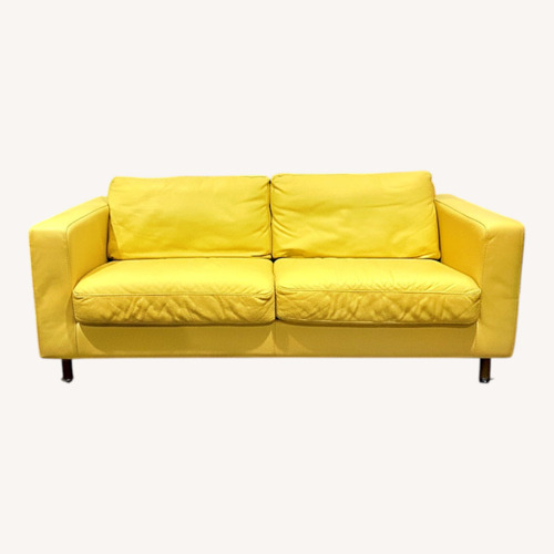 Used Natuzzi  Yellow Leather Sleeper Sofa for sale on AptDeco