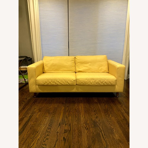 Used Natuzzi  Yellow Leather Sleeper Sofa for sale on AptDeco