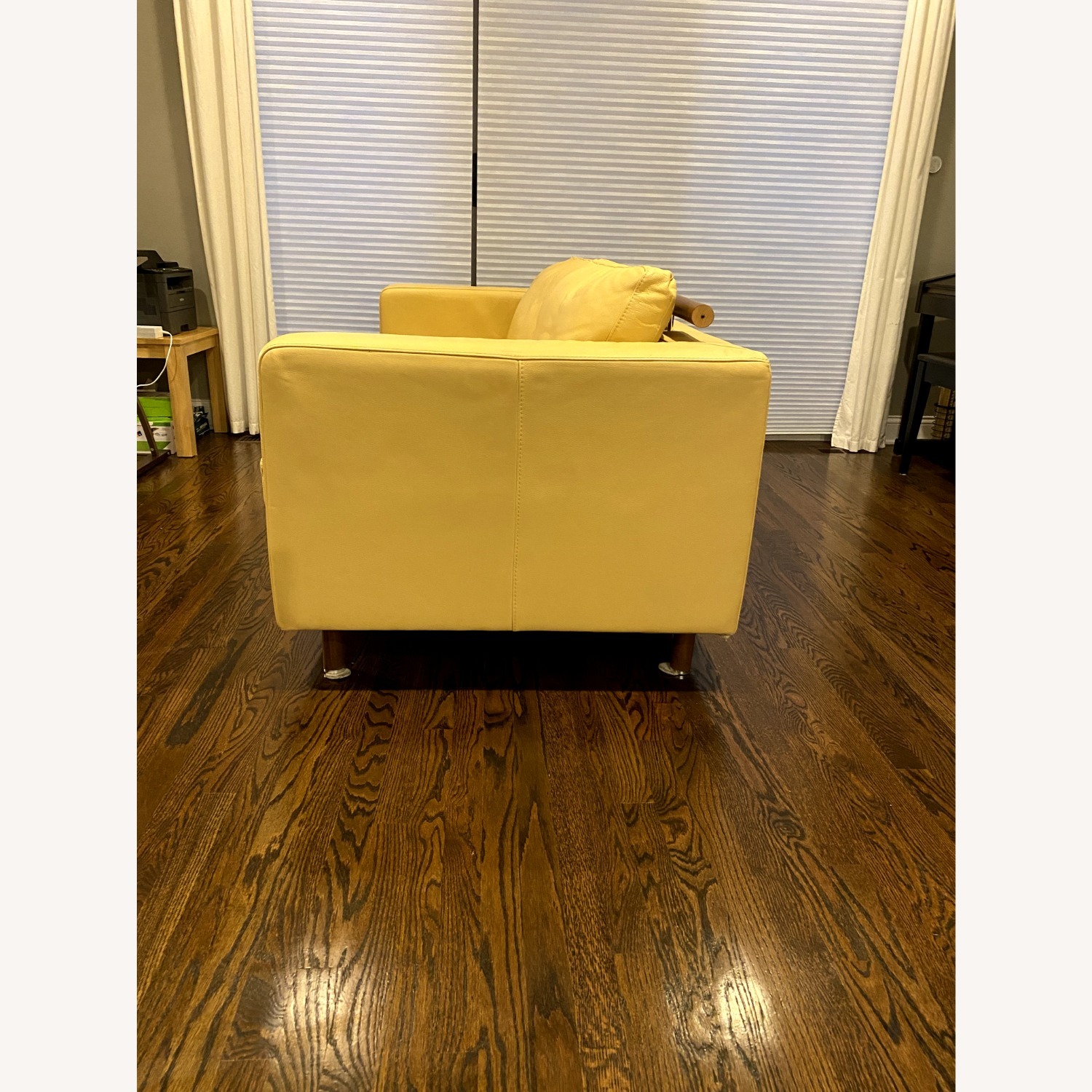 Natuzzi Yellow Leather Sleeper Sofa - image-4