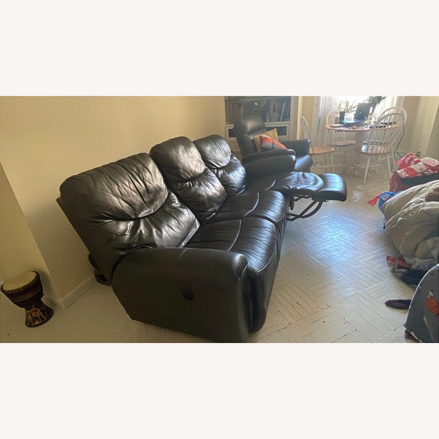 Lazyboy Reclining Gray Leather Couch - image-2