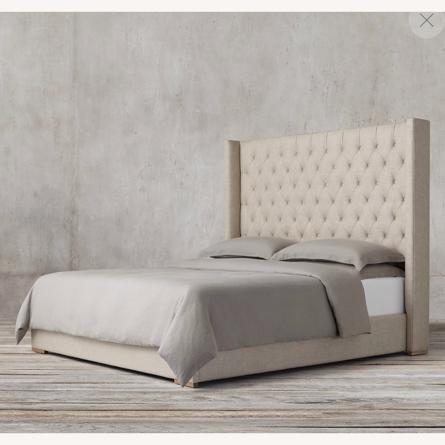 Restoration Hardware Adler Shelter Diamond Tufted Fabric Bed Queen - image-1