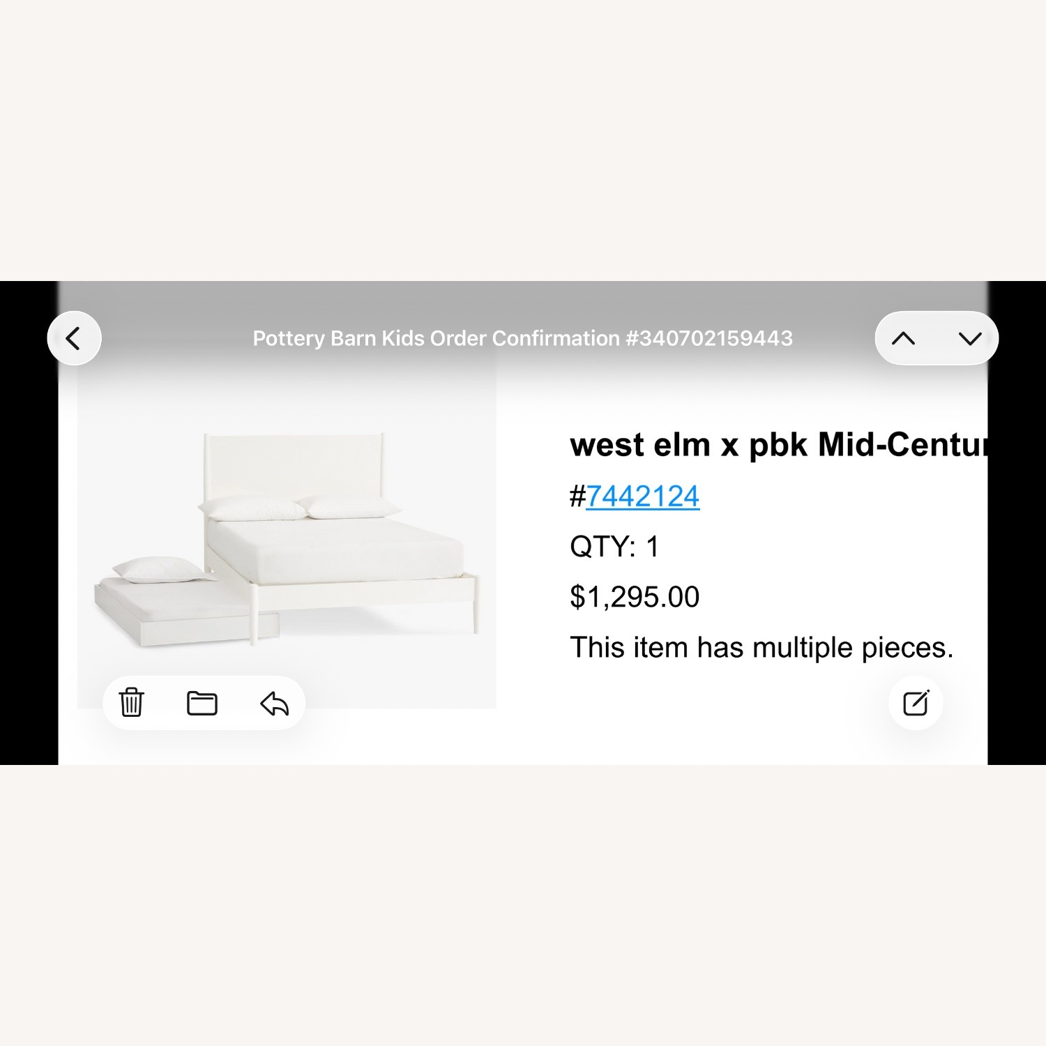 West Elm VII Full Mid Century Bed + Trundle - image-1