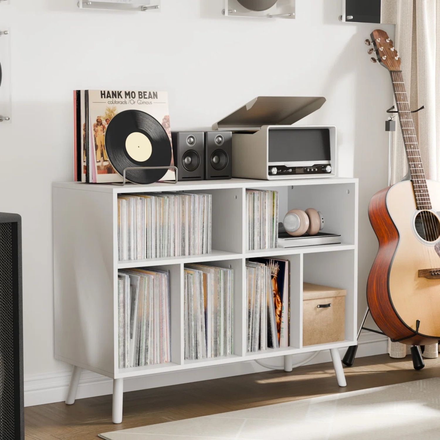 Jhamal Record Player Stand with Charging Station - image-4