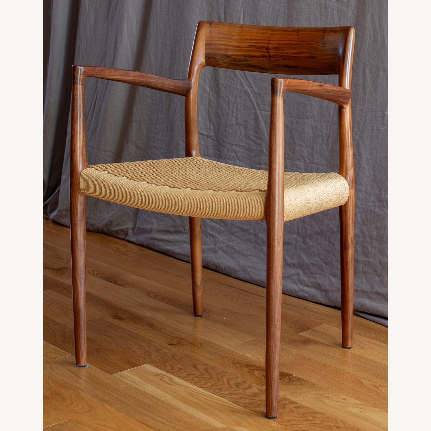 2 Moller Model 57 Armchairs in Walnut W Woven Seat - image-3