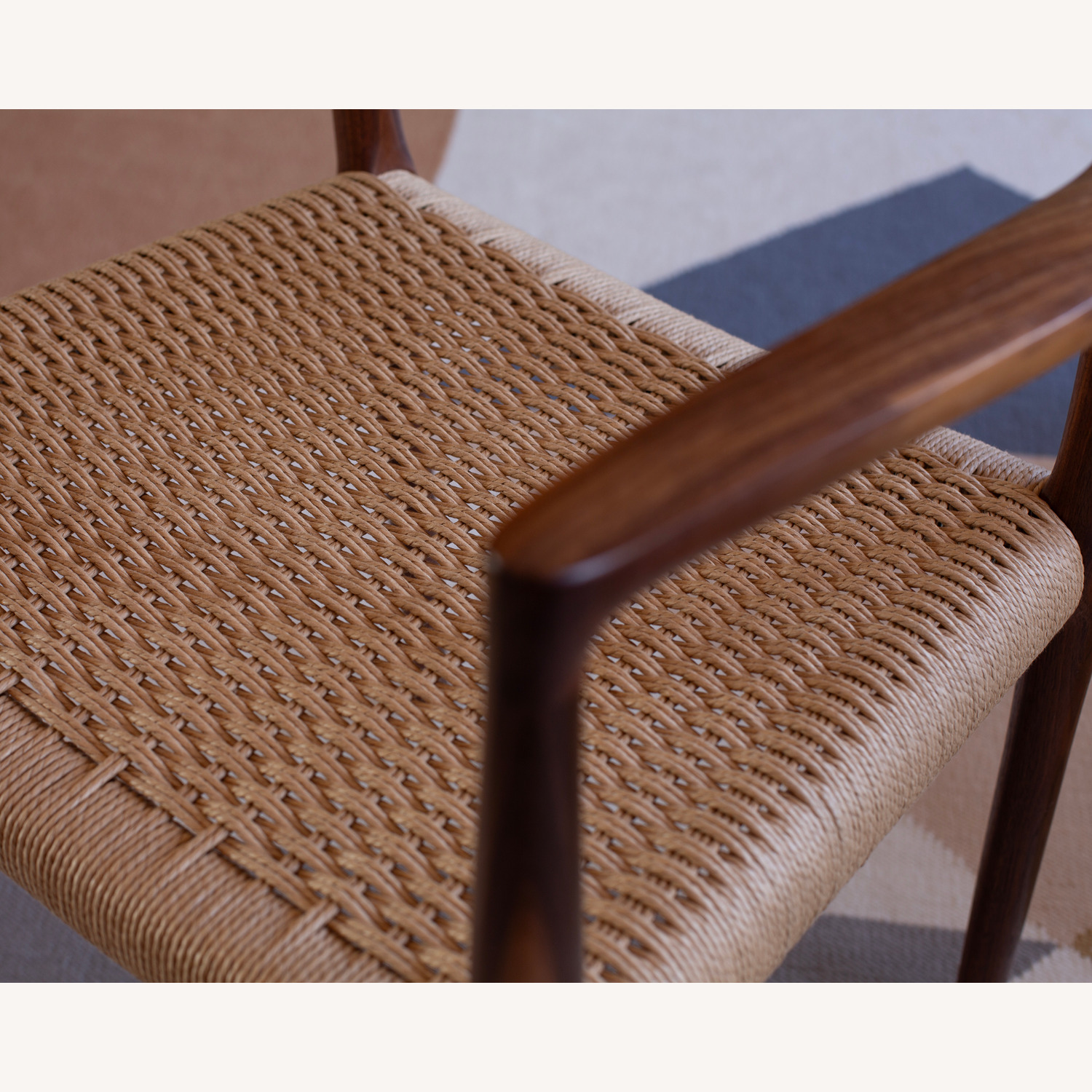 2 Moller Model 57 Armchairs in Walnut W Woven Seat - image-6