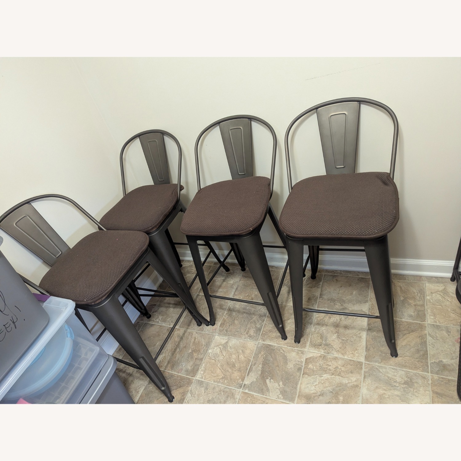 Dark Brown Metal Dining Chair - image-4