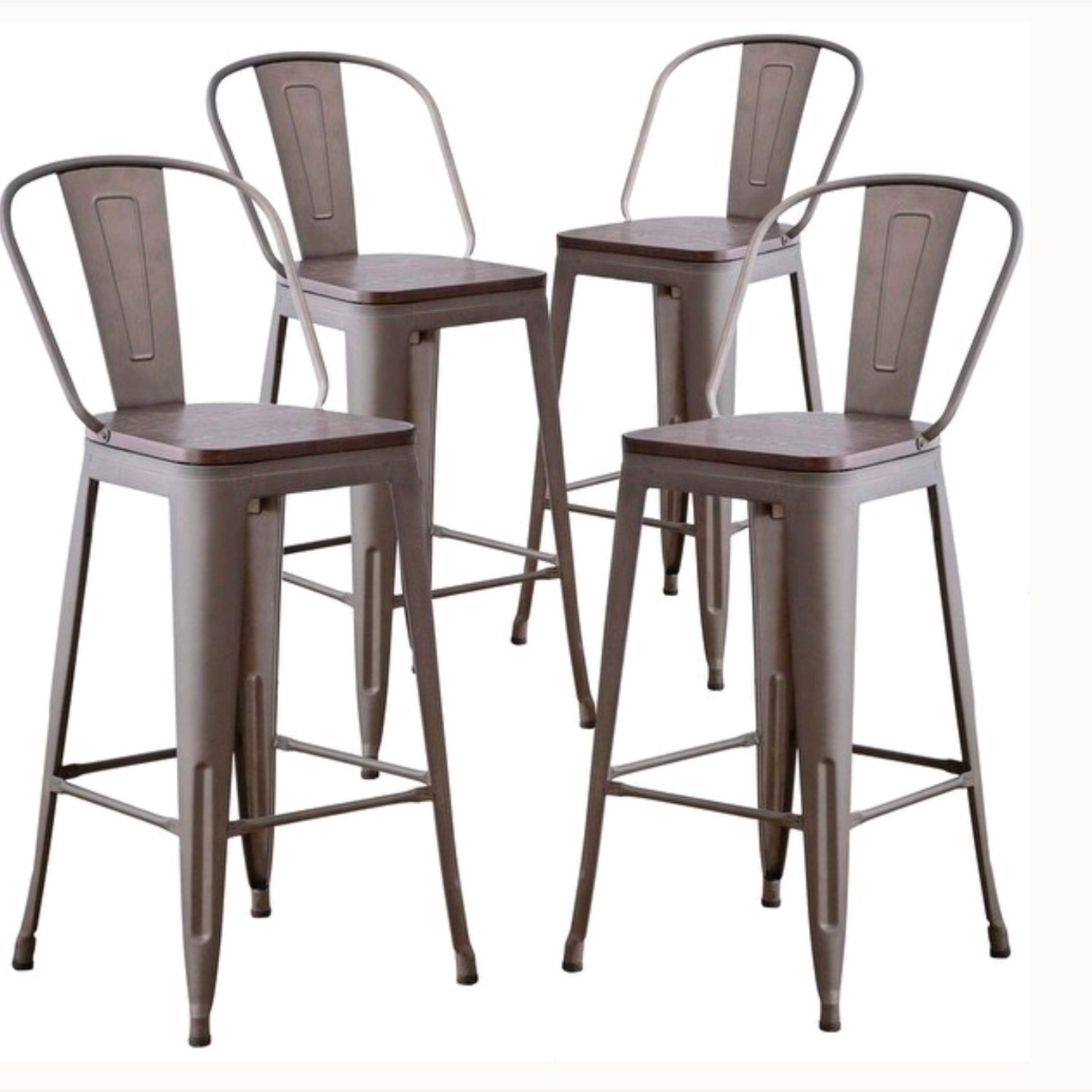 Dark Brown Metal Dining Chair - image-1