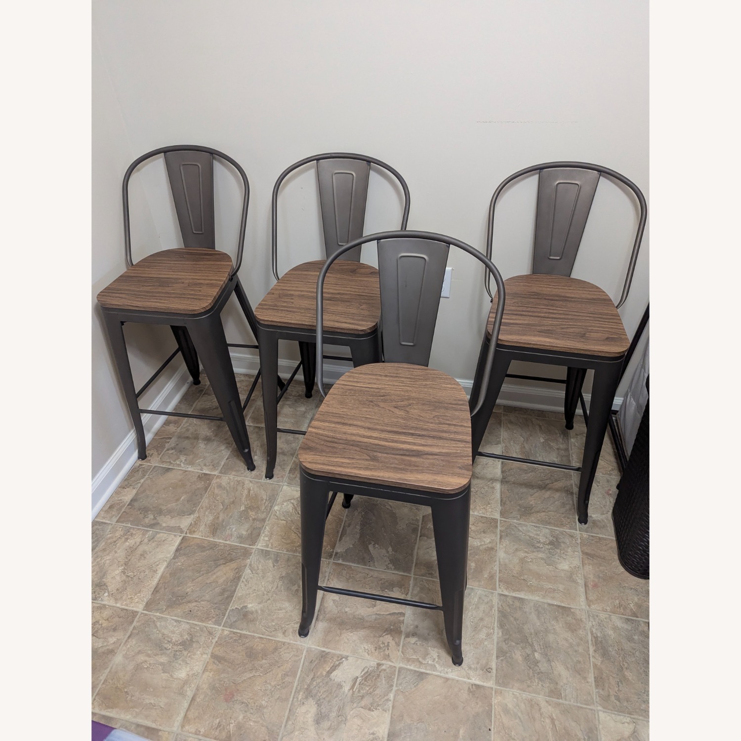 Dark Brown Metal Dining Chair - image-2