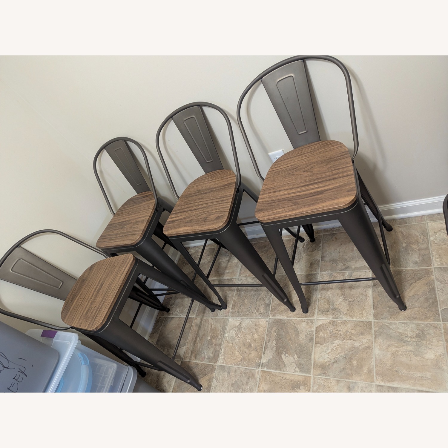 Dark Brown Metal Dining Chair - image-3