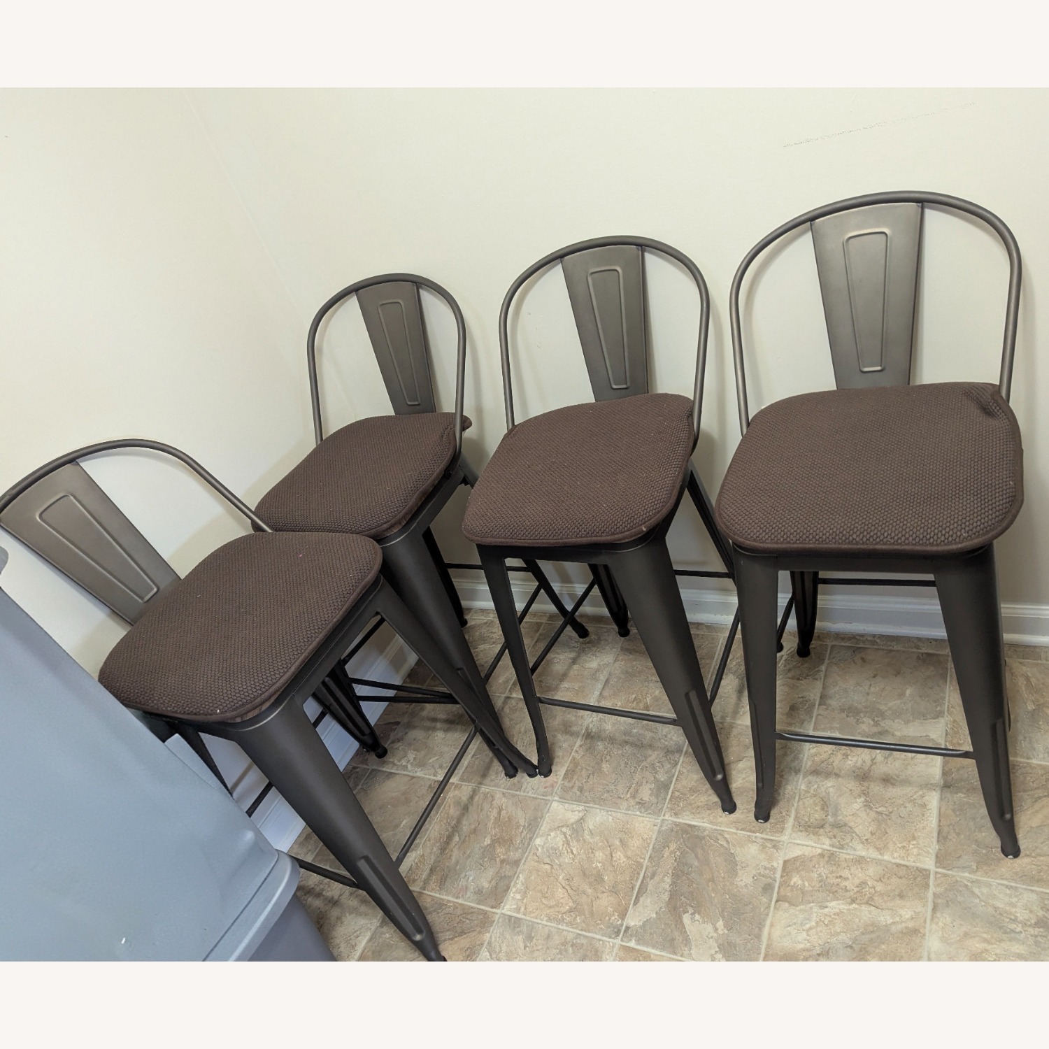 Dark Brown Metal Dining Chair - image-6