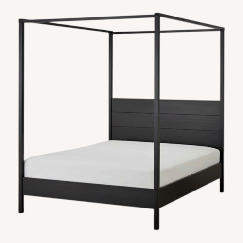 Used IKEA Yttervåg Black Wood Queen Bed for sale on AptDeco