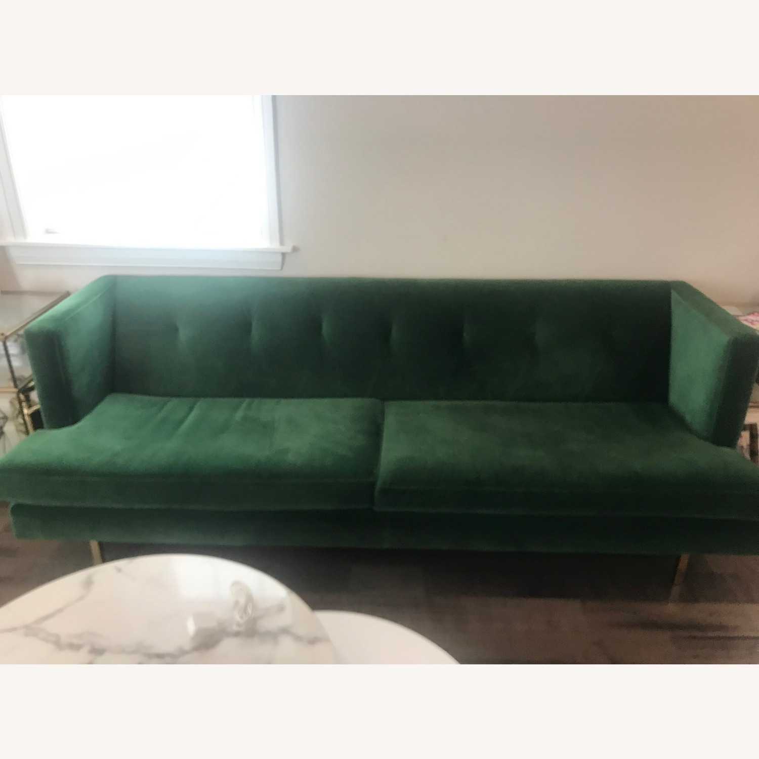 CB2 Avec Sofa with Brass Legs in Emerald - image-7