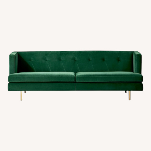 Used CB2 Avec Sofa with Brass Legs in Emerald for sale on AptDeco