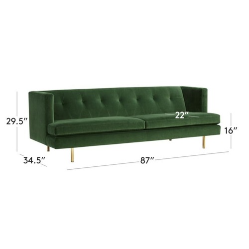 Used CB2 Avec Sofa with Brass Legs in Emerald for sale on AptDeco