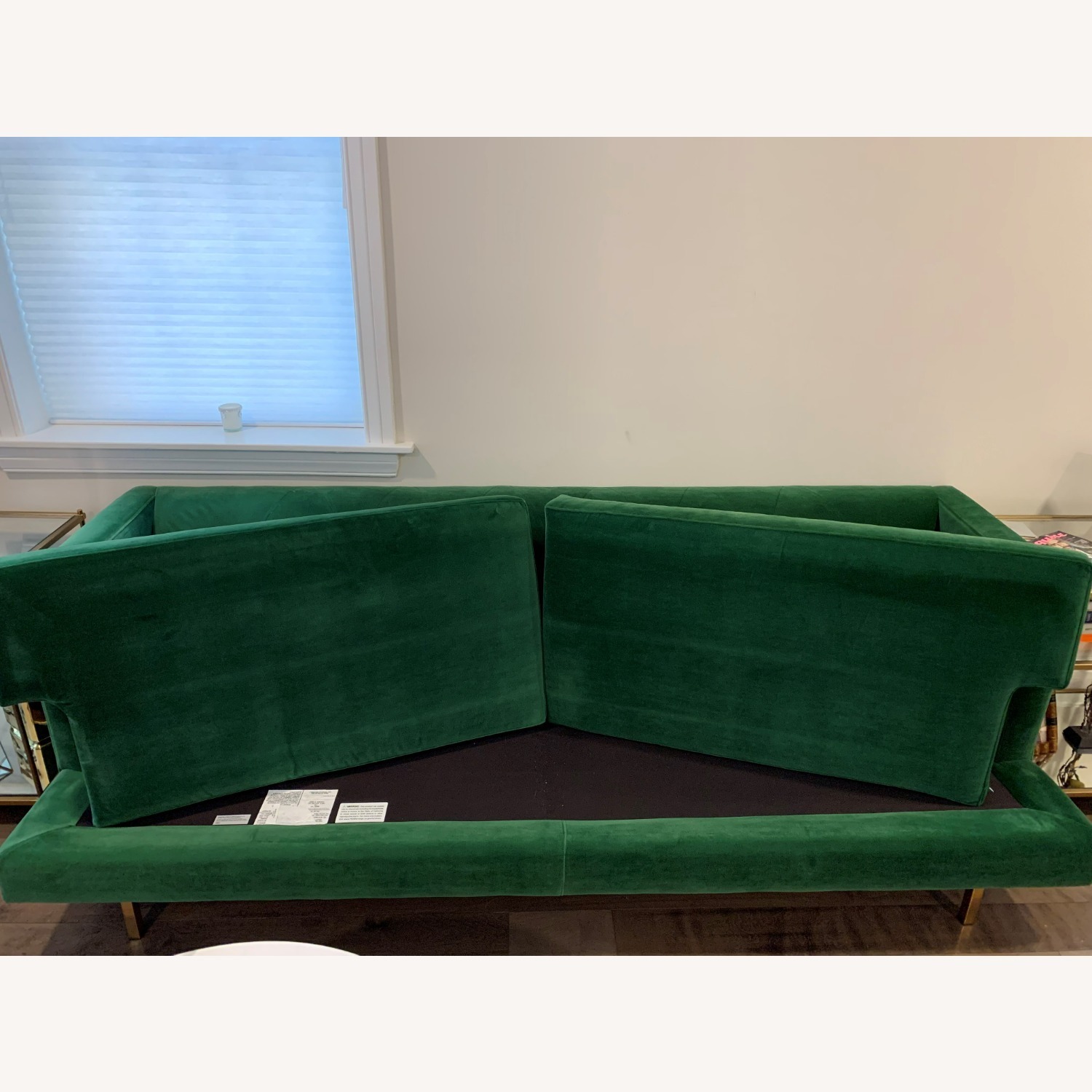 CB2 Avec Sofa with Brass Legs in Emerald - image-4