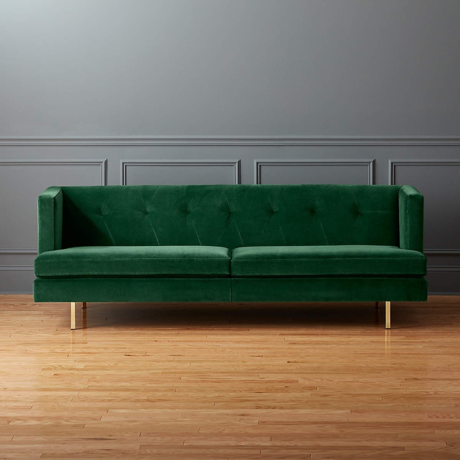 CB2 Avec Sofa with Brass Legs in Emerald - image-3