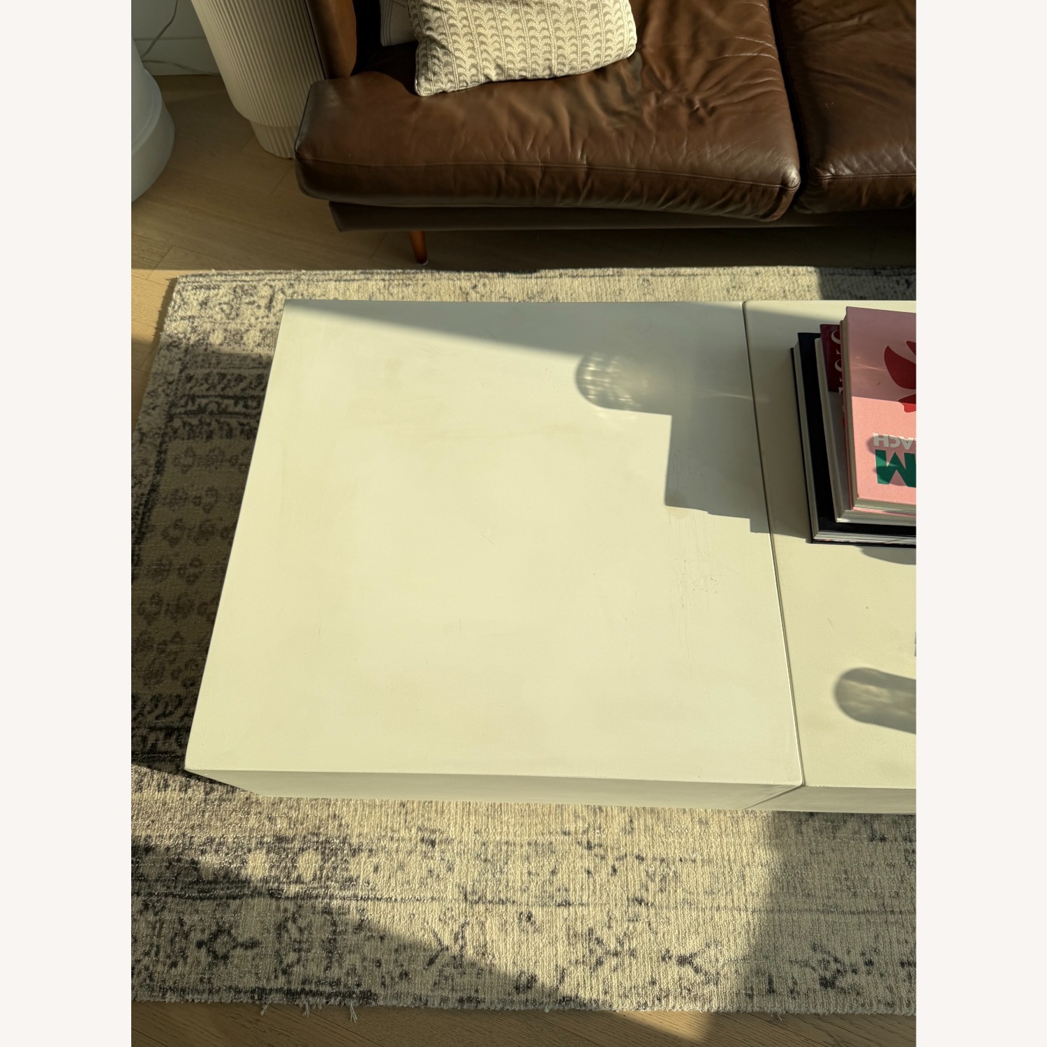 CB2 White Concrete Coffee Table - image-4