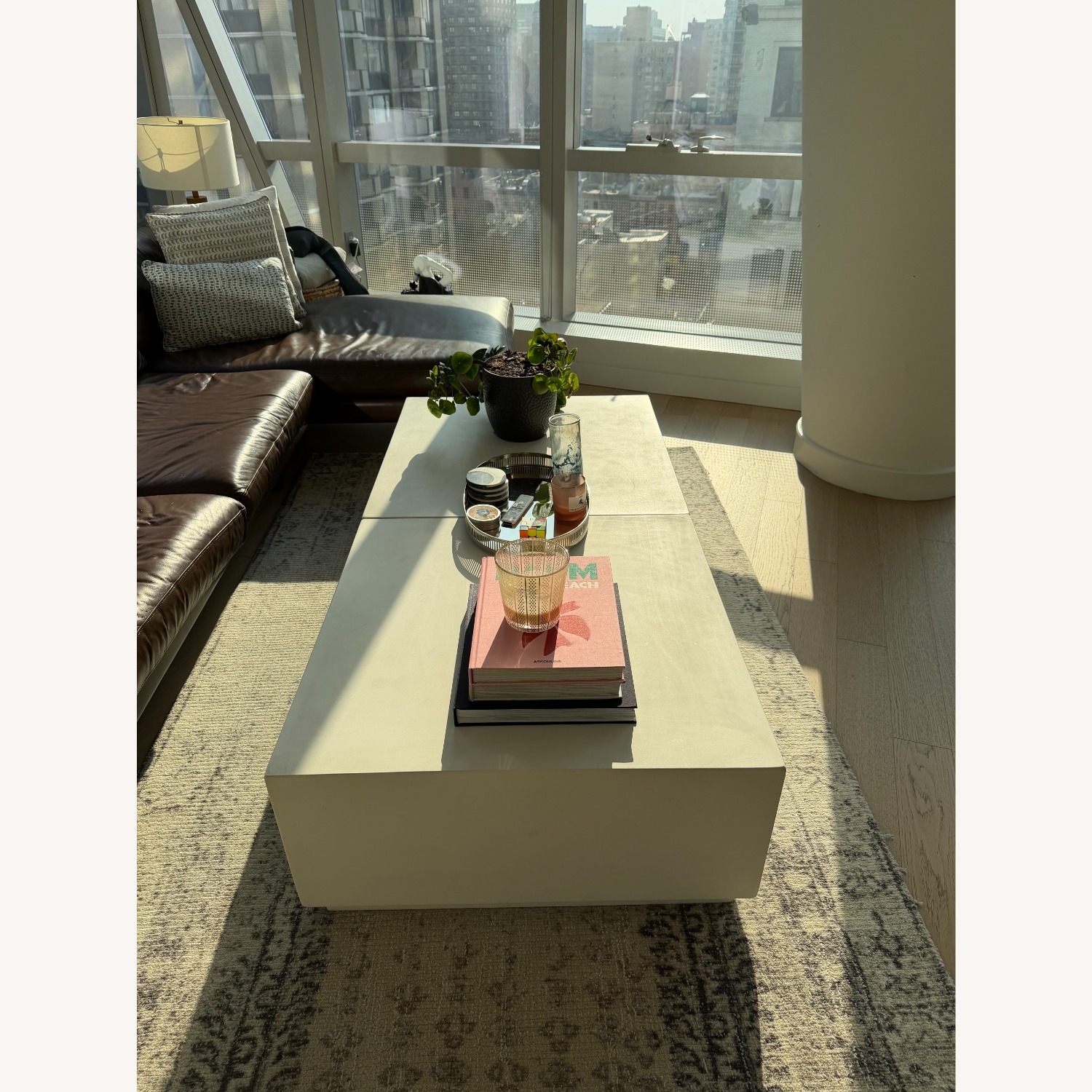 CB2 White Concrete Coffee Table - image-3