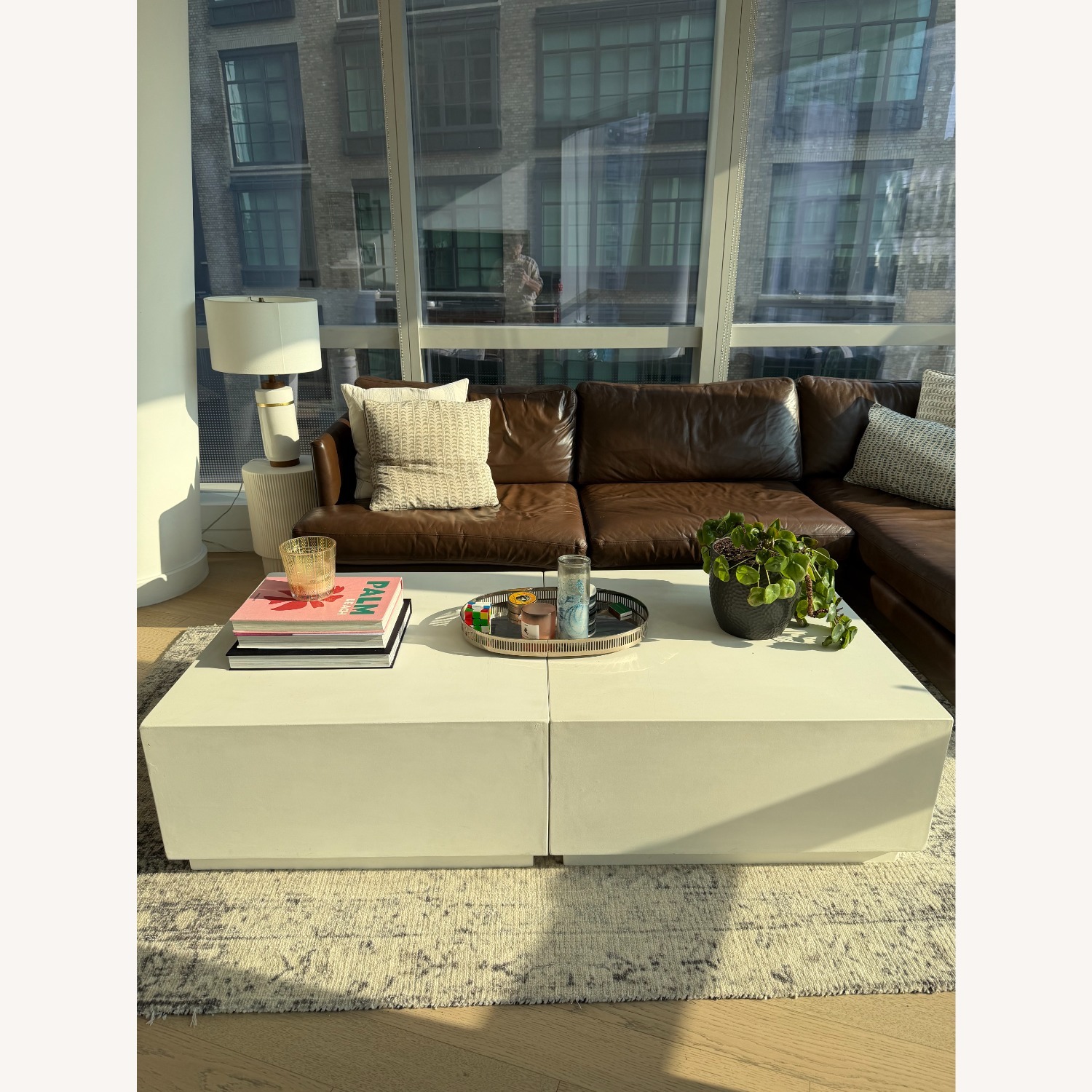 CB2 White Concrete Coffee Table - image-1