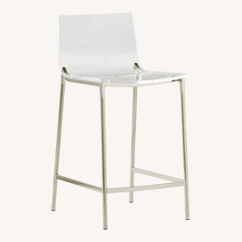 Used Chiaro Clear Acrylic Bar Stool with Nickel Legs for sale on AptDeco