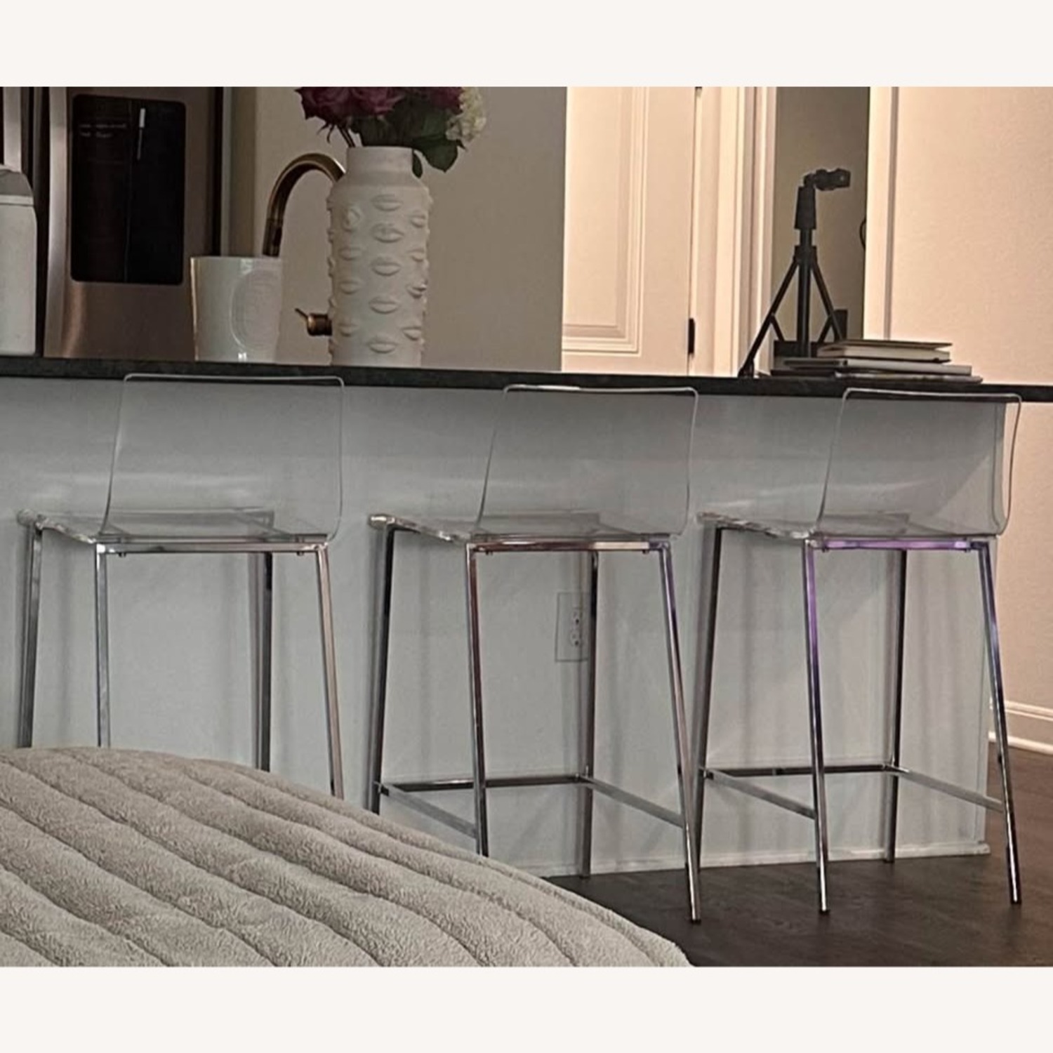 Chiaro Clear Acrylic Bar Stool with Nickel Legs - image-3