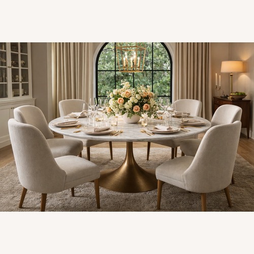 Used Restoration Hardware Aero Stone Round Dining Table for sale on AptDeco