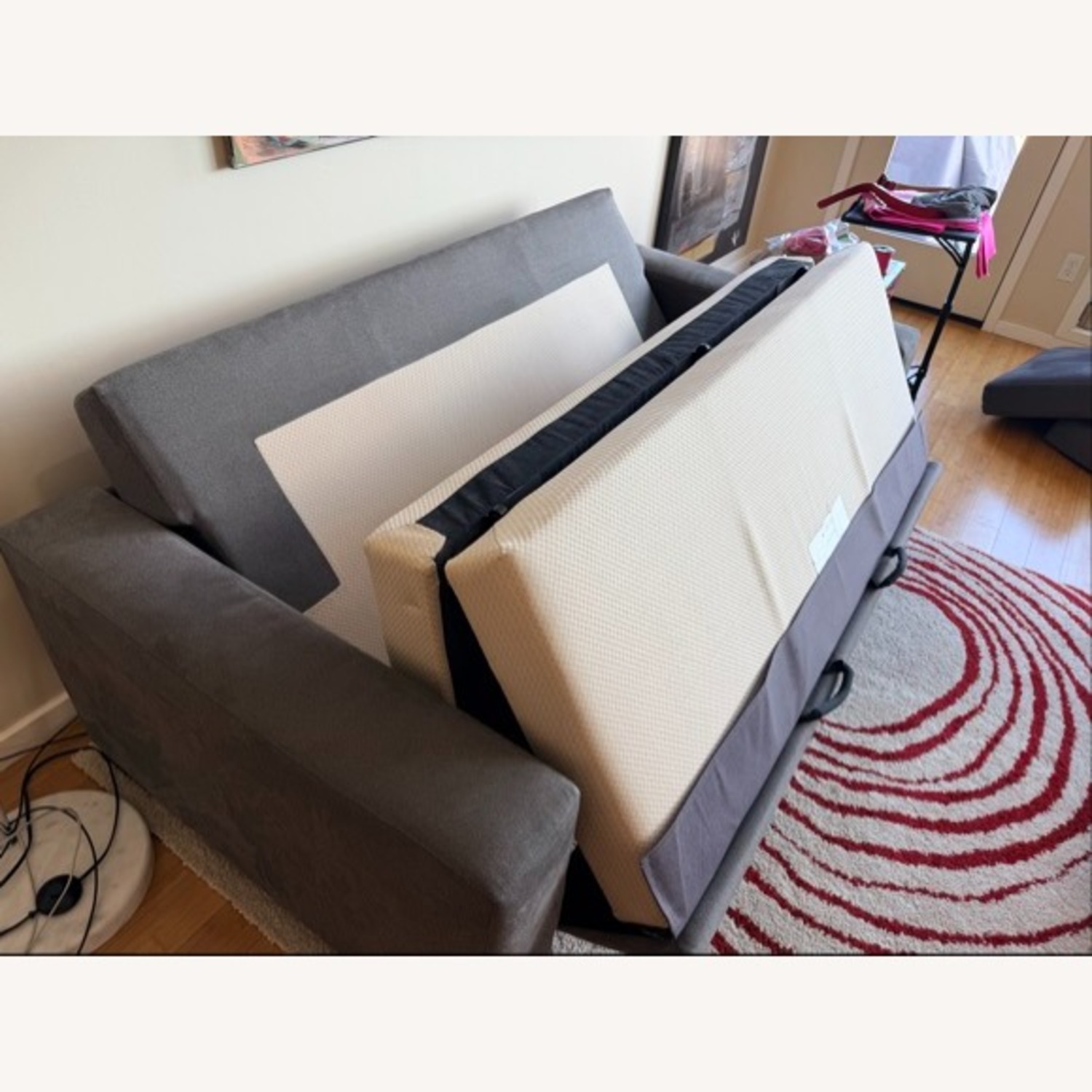 Macy's Gray Microsuede Sleeper Sofa - image-3