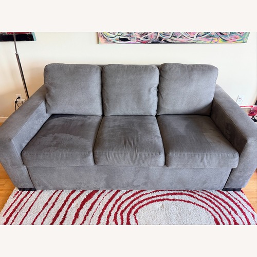 Used Macy's Gray Microsuede Sleeper Sofa for sale on AptDeco