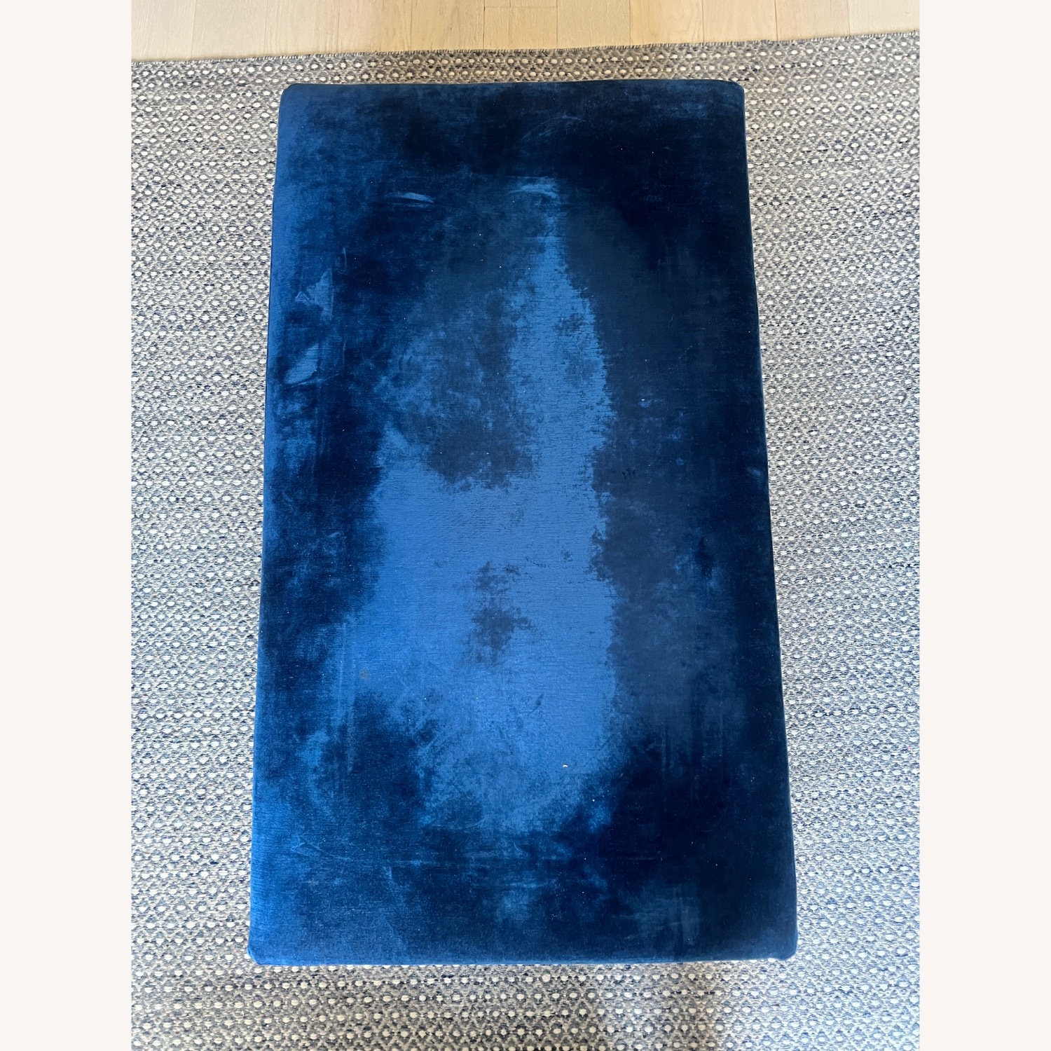 CB2 Movie Storage Blue Velvet Ottoman - image-2