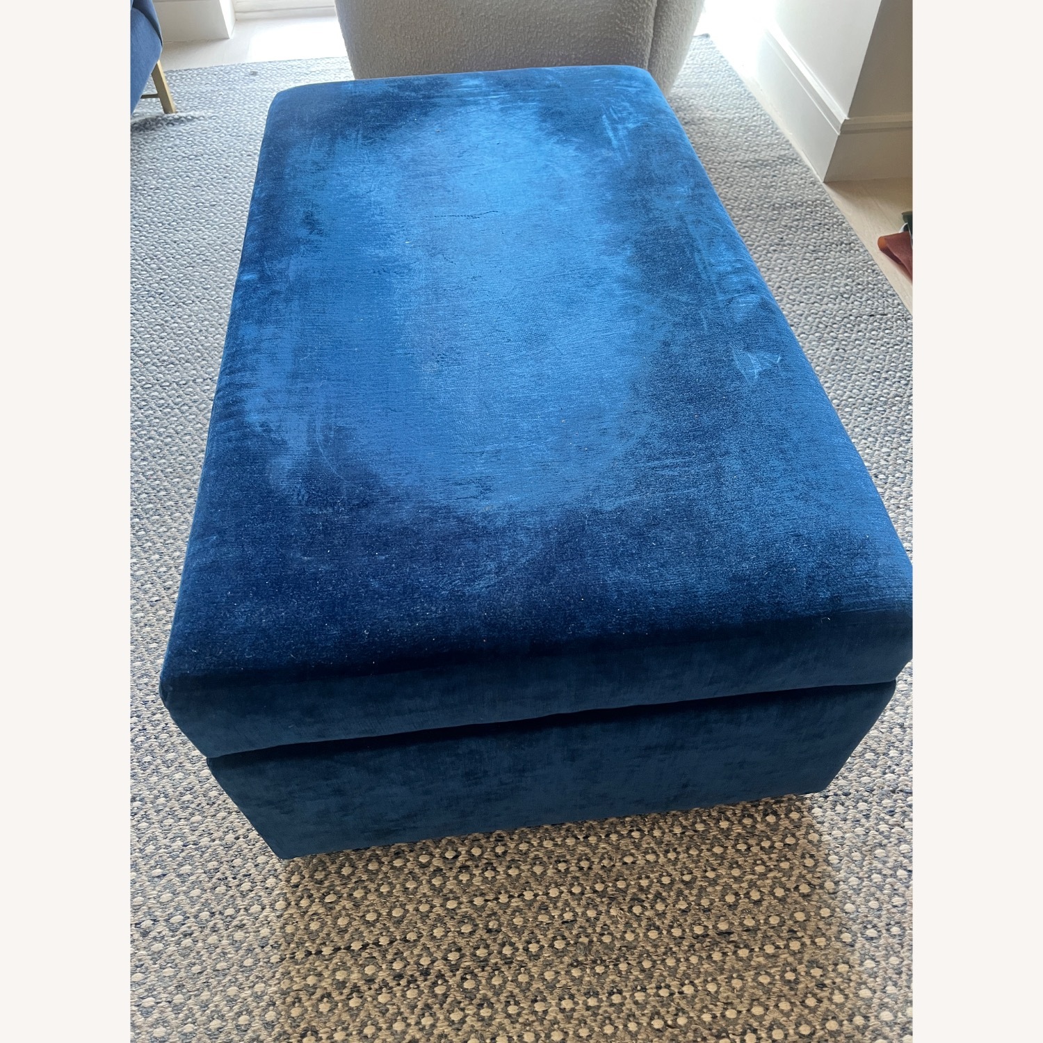 CB2 Movie Storage Blue Velvet Ottoman - image-3