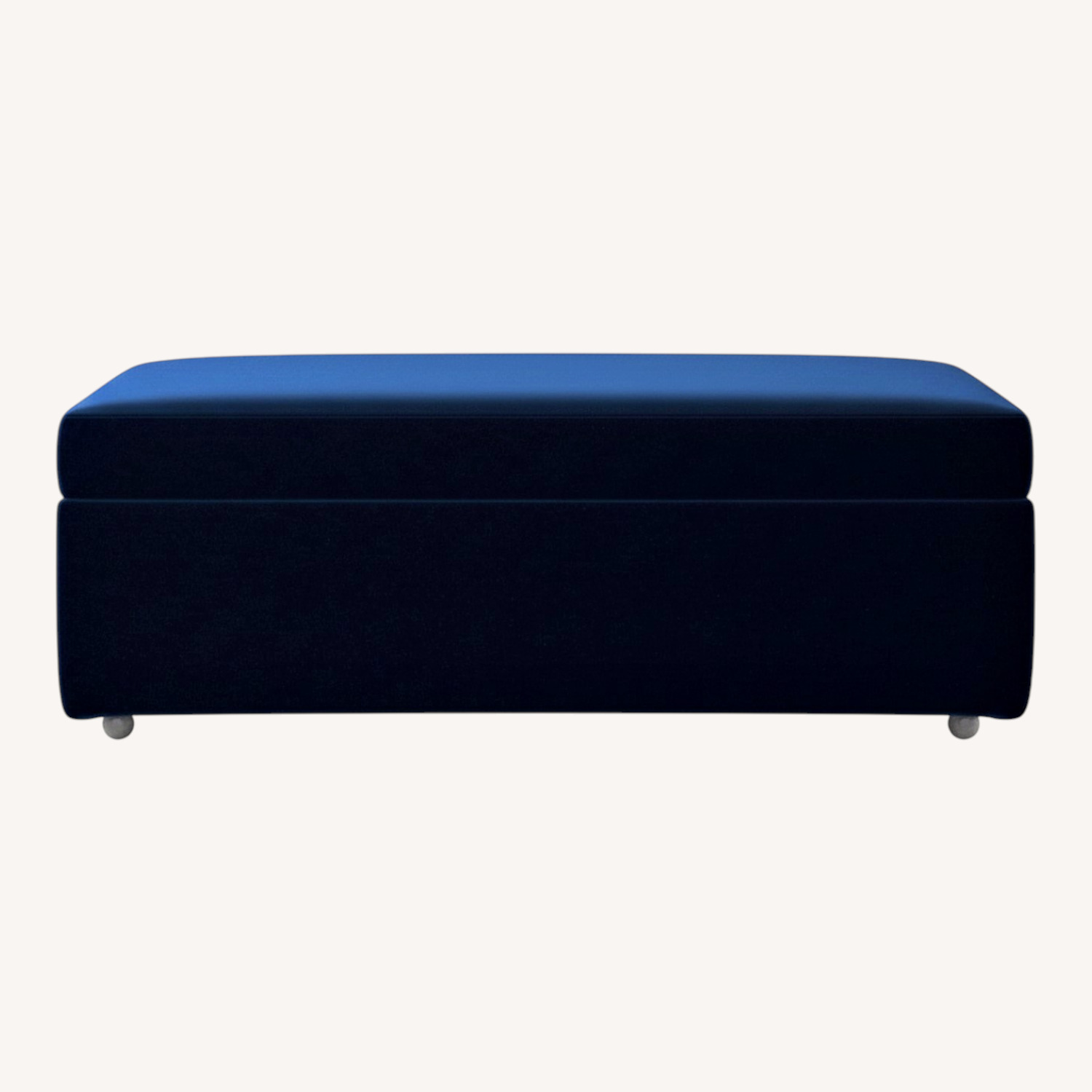 CB2 Movie Storage Blue Velvet Ottoman - image-0