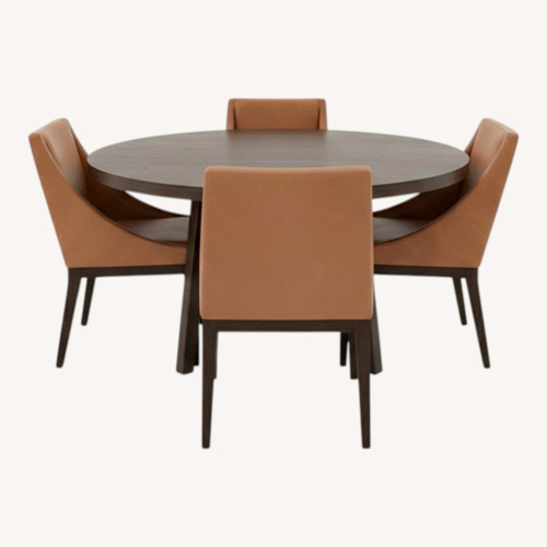 Used West Elm Dark Brown Table and Leather Chairs for sale on AptDeco