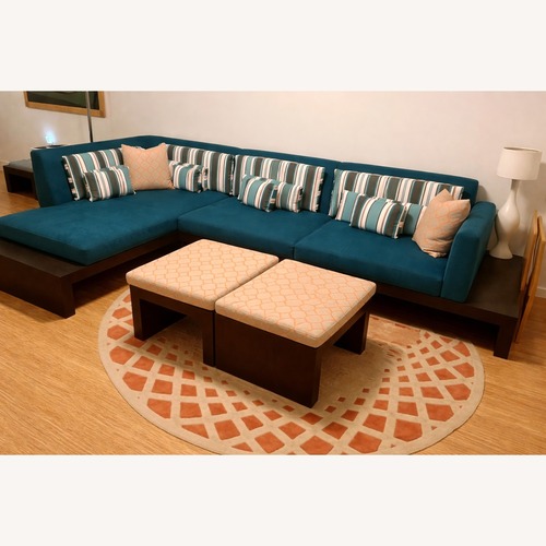 Used Custom Modular Sectional Sofa + 4 Ottomans for sale on AptDeco
