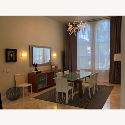 Used Danish Dining Table W Frosted Glass for sale on AptDeco